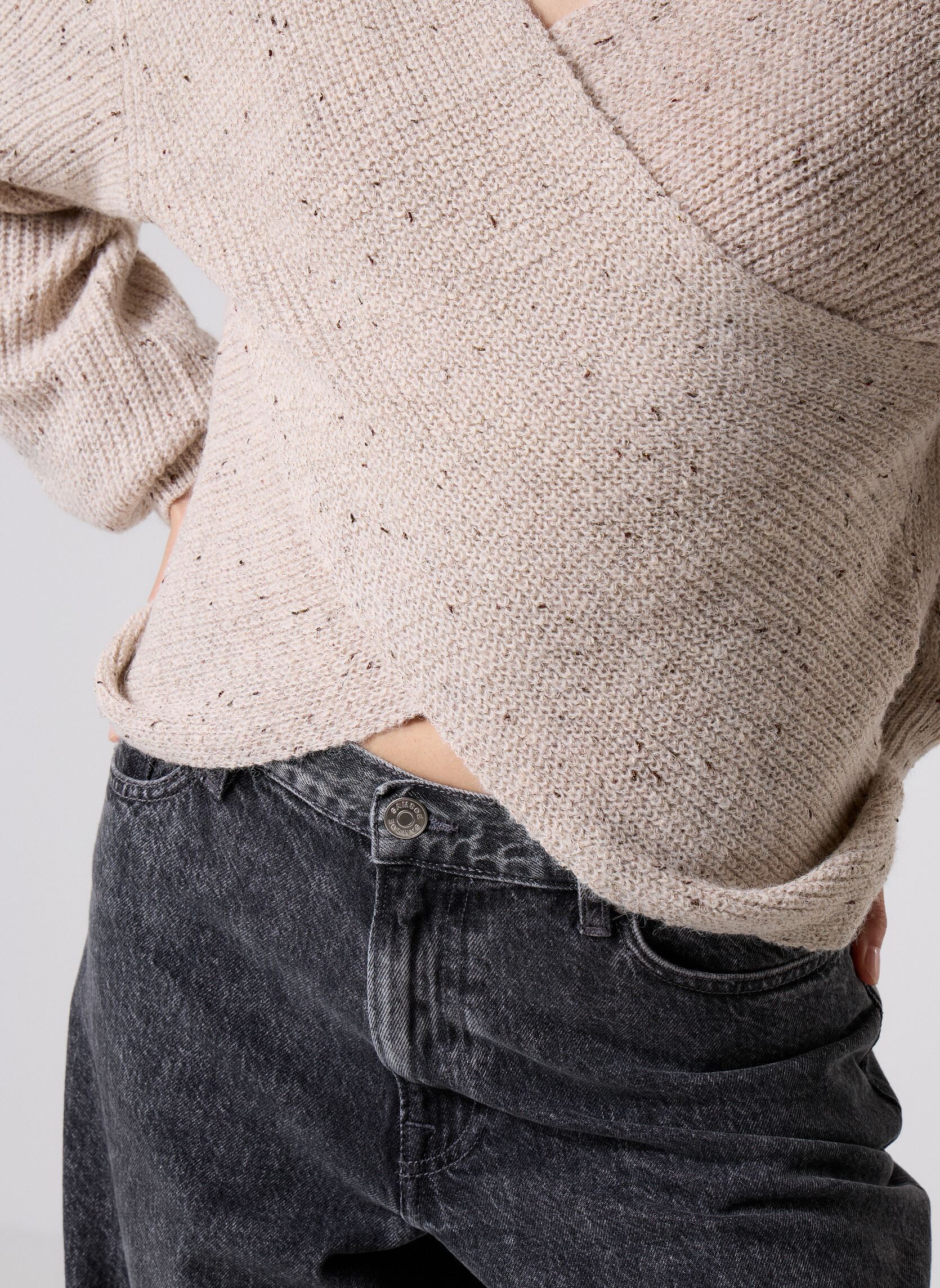 Pulls Vimilou Rev L/S Glitter Knit Top femme beige Vila Pulls Vimilou Rev L/S Glitter Knit Top femme beige Cement