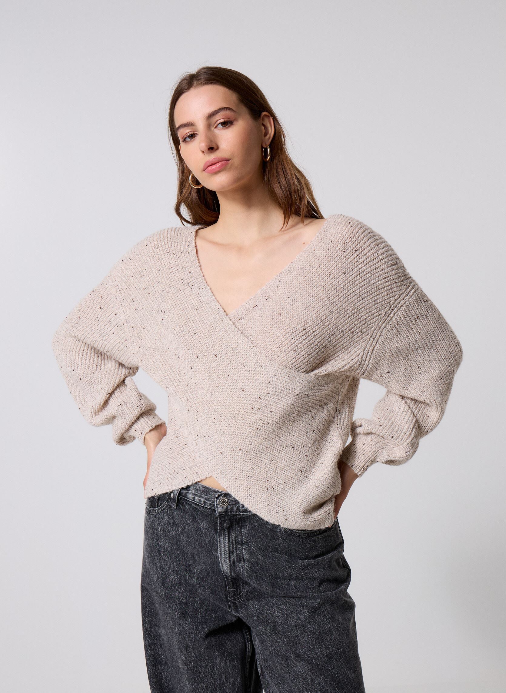 Pulls Vimilou Rev L/S Glitter Knit Top femme beige Vila Pulls Vimilou Rev L/S Glitter Knit Top femme beige Cement