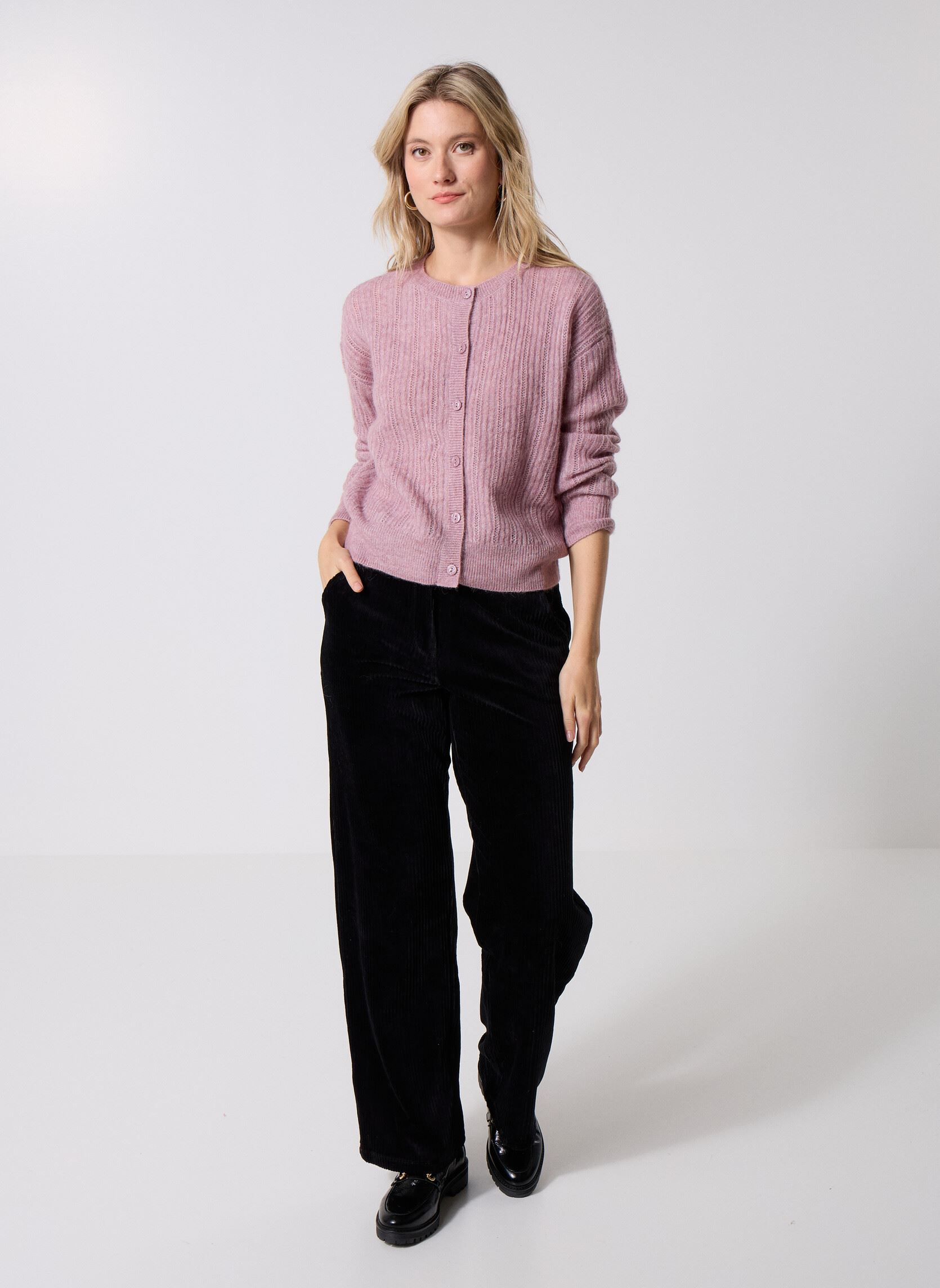 Gilets Vipretty O-Neck Pointelle Cardigan femme rose Vila Gilets Vipretty O-Neck Pointelle Cardigan femme rose Toadstool