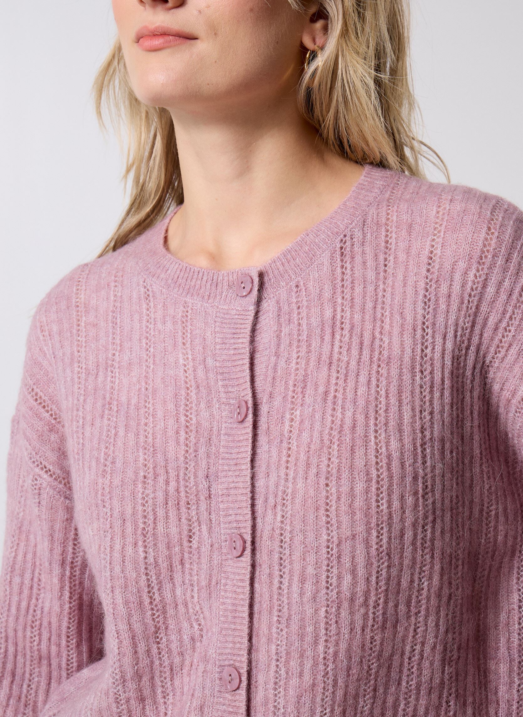 Gilets Vipretty O-Neck Pointelle Cardigan femme rose Vila Gilets Vipretty O-Neck Pointelle Cardigan femme rose Toadstool
