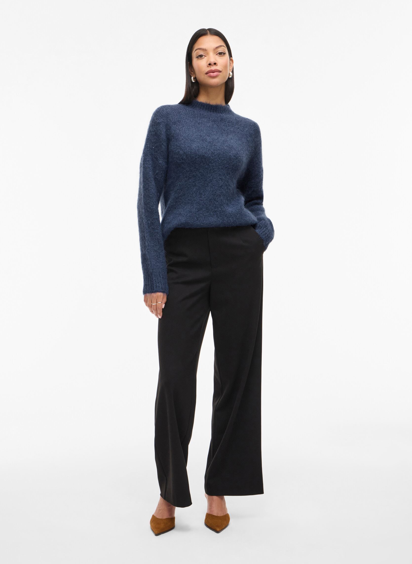 Pulls Vibennu Funnelneck L/S Knit Top femme bleu Vila Pulls Vibennu Funnelneck L/S Knit Top femme bleu Vintage indigo