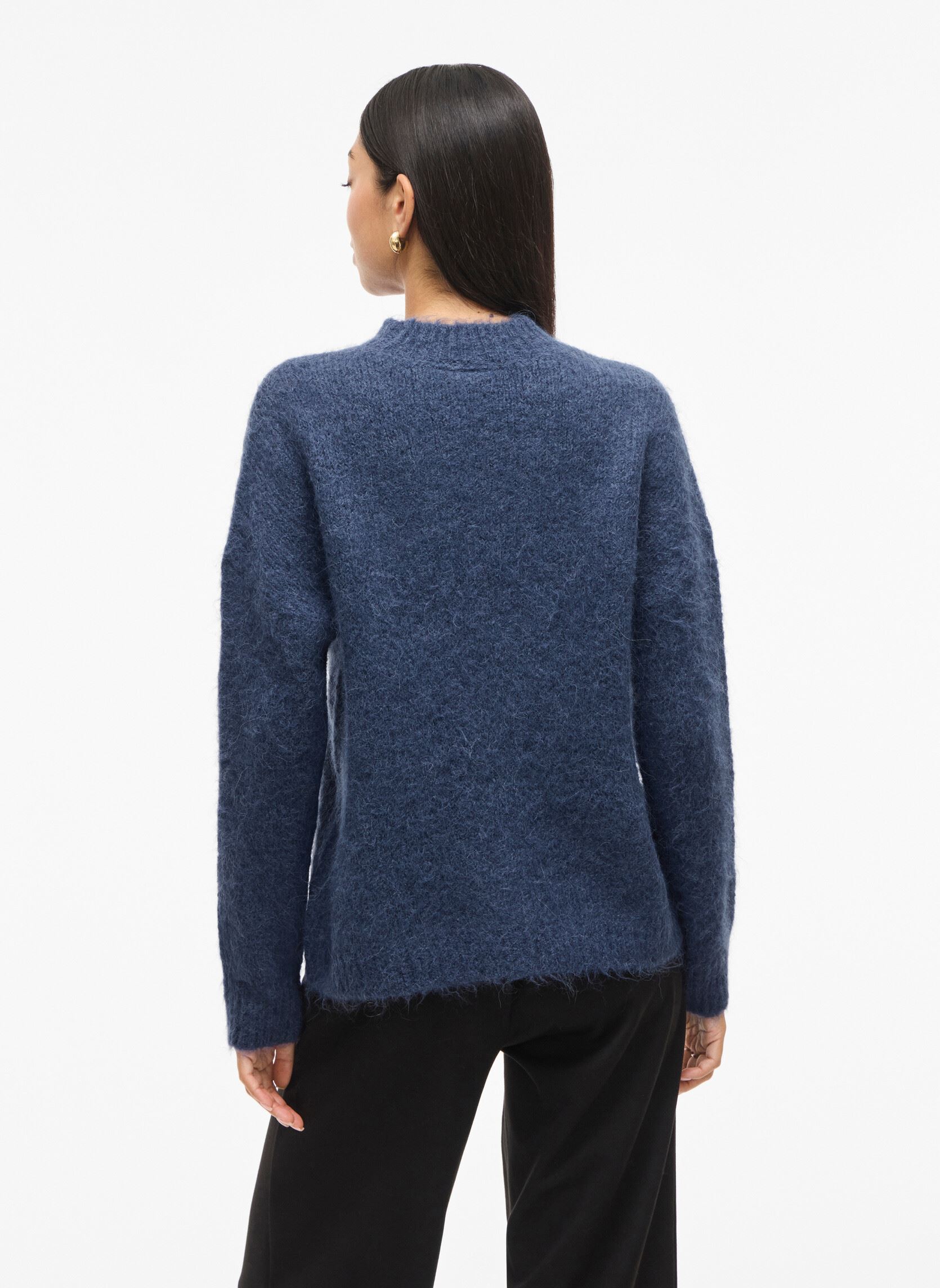 Pulls Vibennu Funnelneck L/S Knit Top femme bleu Vila Pulls Vibennu Funnelneck L/S Knit Top femme bleu Vintage indigo