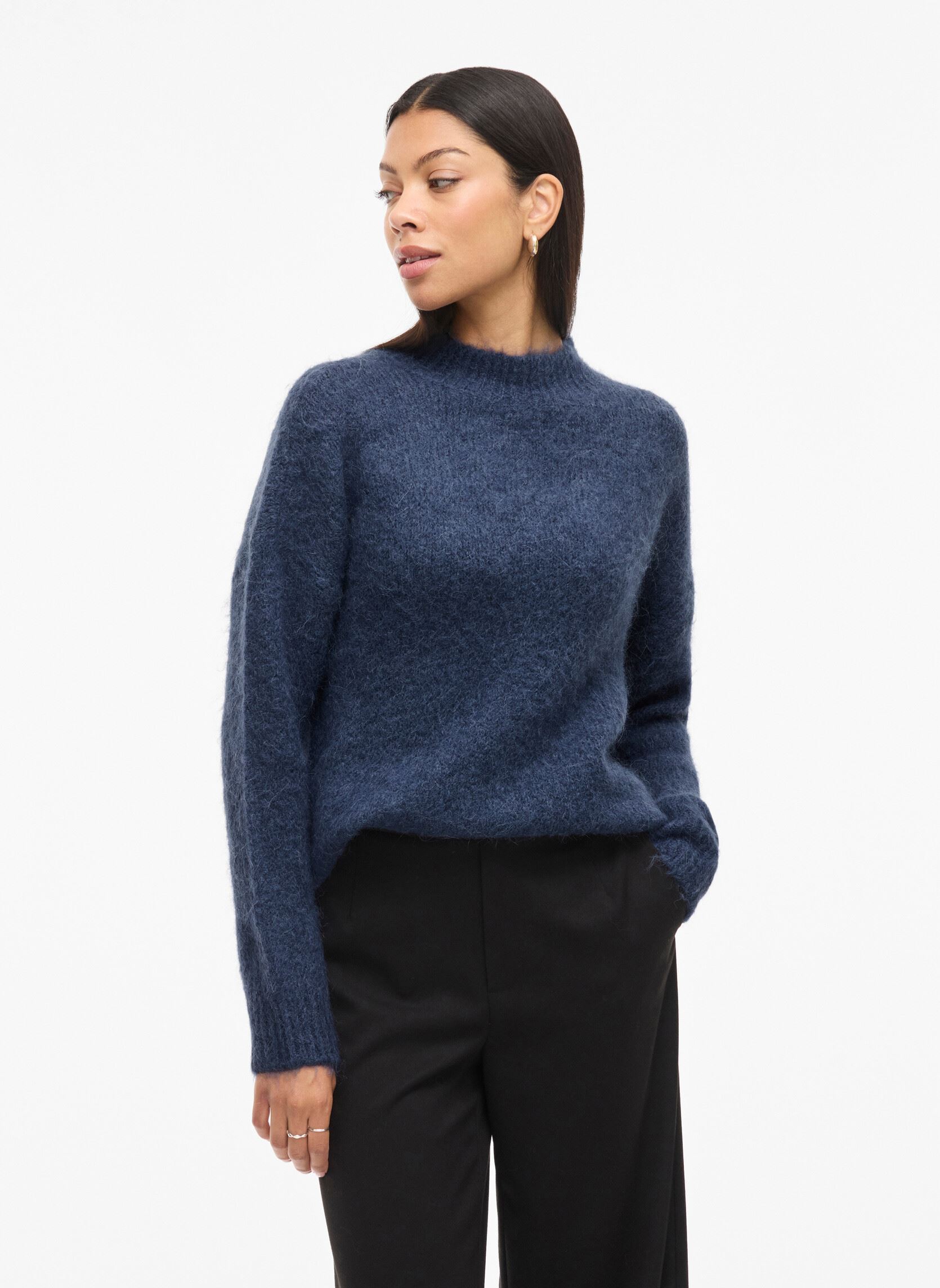 Pulls Vibennu Funnelneck L/S Knit Top femme bleu Vila Pulls Vibennu Funnelneck L/S Knit Top femme bleu Vintage indigo