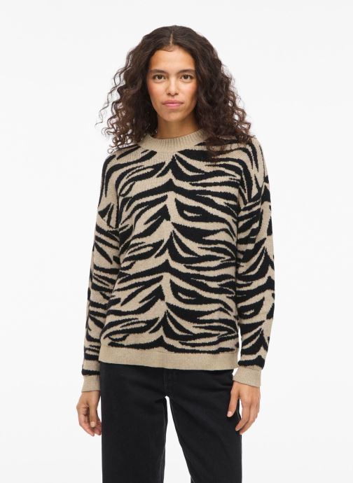 Vila Pullover Vifeama Jacquard Knit Top damen schwarz