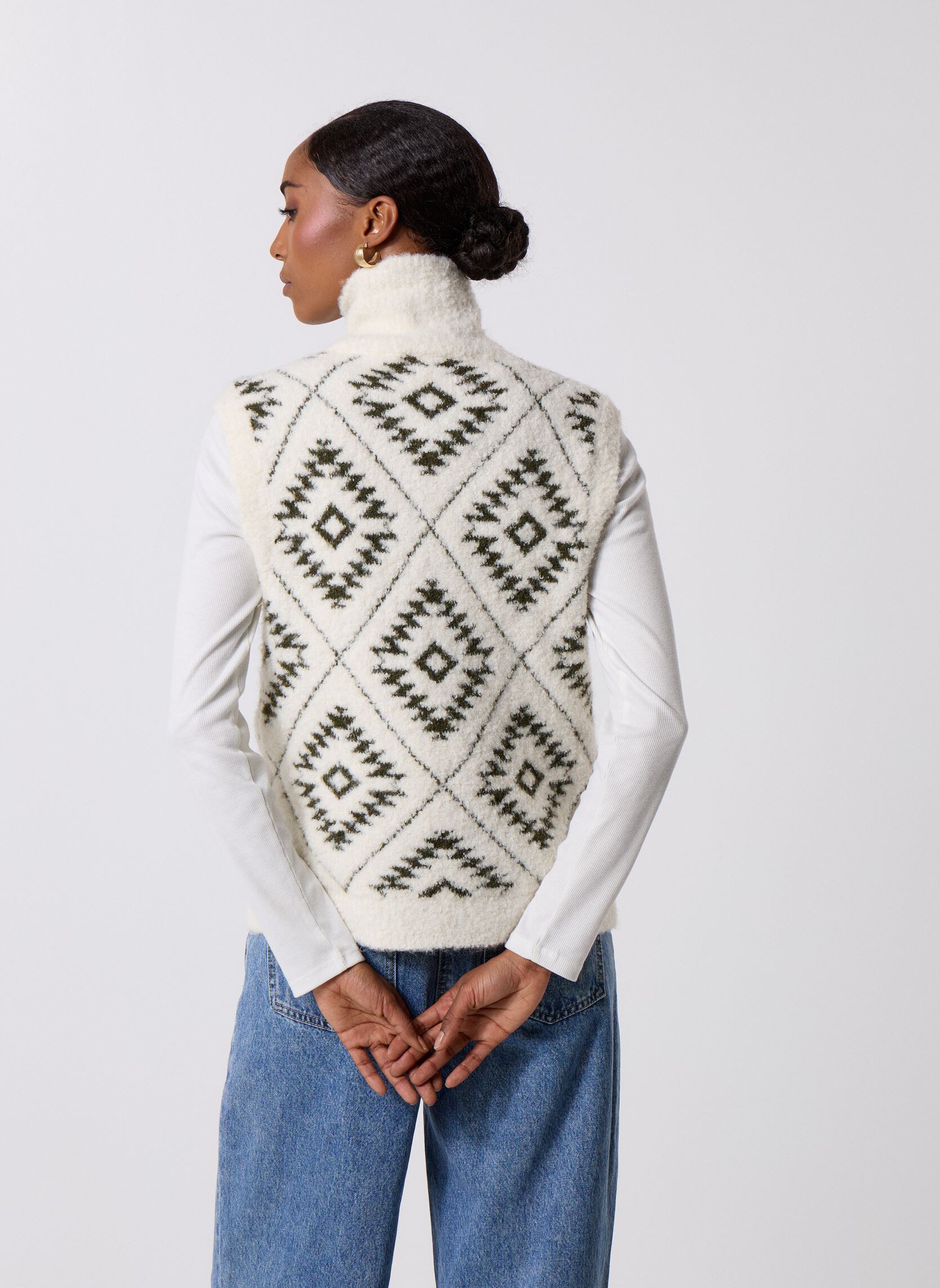 Gilets Vifinka S/L Jacquard Knit Vest femme blanc Vila Gilets Vifinka S/L Jacquard Knit Vest femme blanc Birch