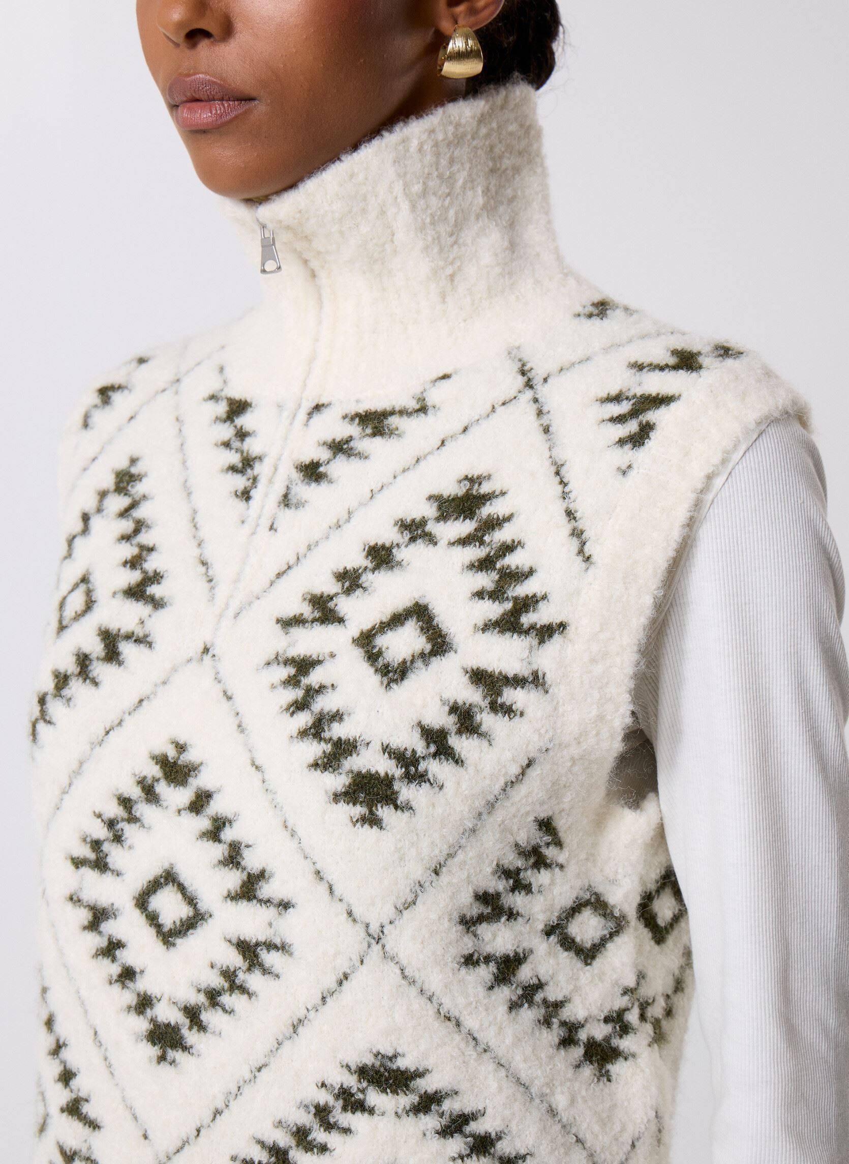 Gilets Vifinka S/L Jacquard Knit Vest femme blanc Vila Gilets Vifinka S/L Jacquard Knit Vest femme blanc Birch
