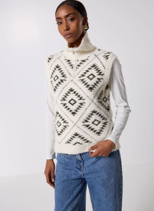 Vila Gilets Vifinka S/L Jacquard Knit Vest femme blanc