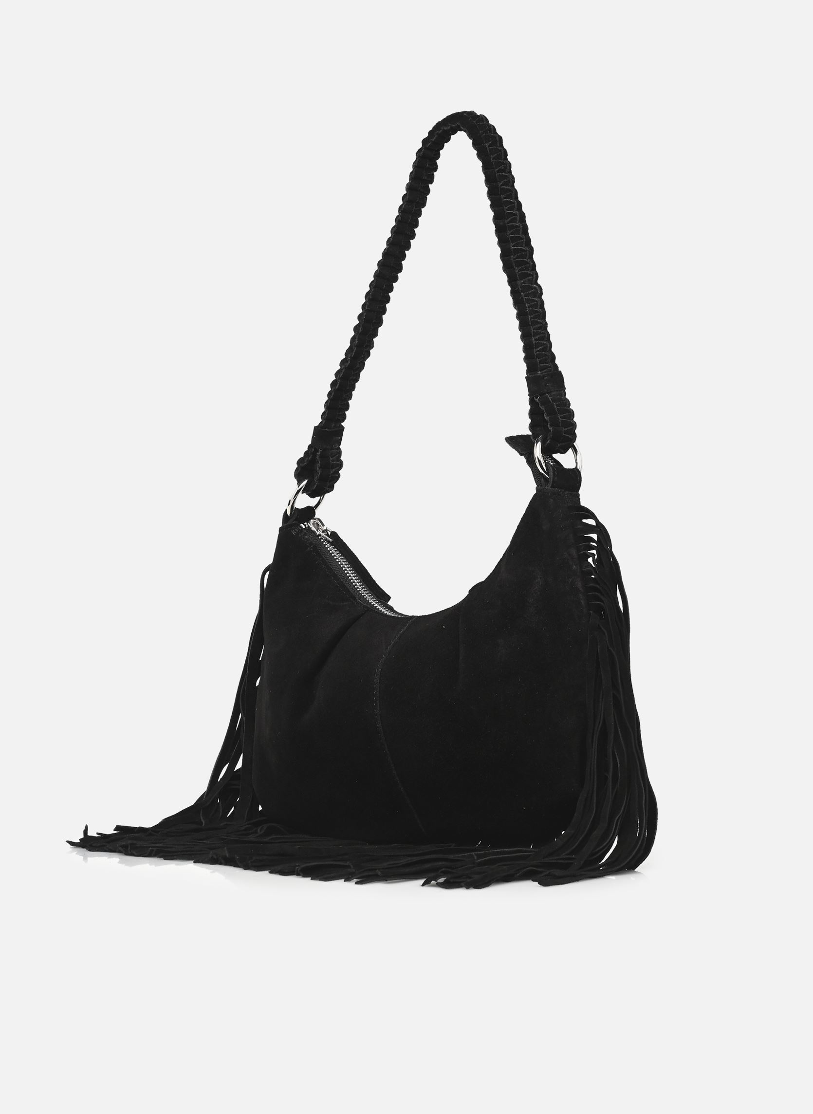 Schoudertassen Vikaffo Fringe Suede Leather Bag/Ef dames zwart Vila Schoudertassen Vikaffo Fringe Suede Leather Bag/Ef dames zwart BLACK BEAUTY