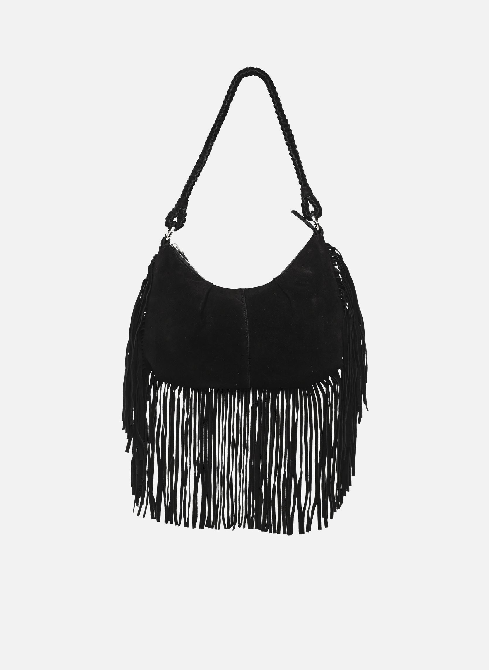 Schoudertassen Vikaffo Fringe Suede Leather Bag/Ef dames zwart Vila Schoudertassen Vikaffo Fringe Suede Leather Bag/Ef dames zwart BLACK BEAUTY