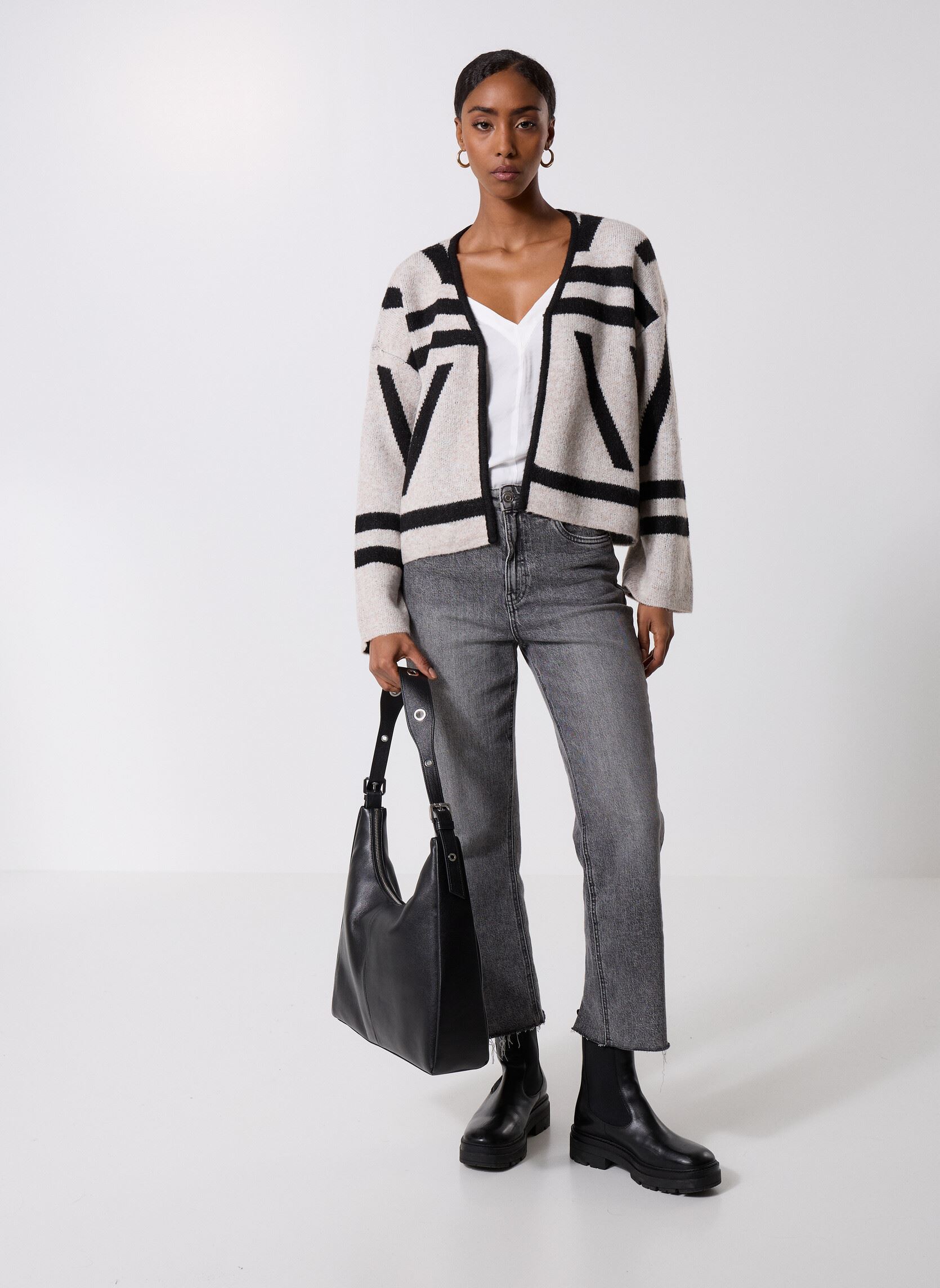Vesten Vimendo L/S Jacquard Knit Cardigan dames wit Vila Vesten Vimendo L/S Jacquard Knit Cardigan dames wit Birch