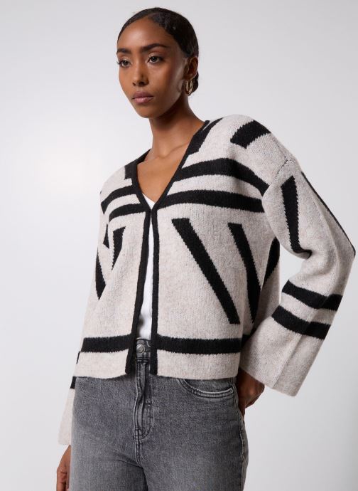 Vila Gilets Vimendo L/S Jacquard Knit Cardigan femme blanc