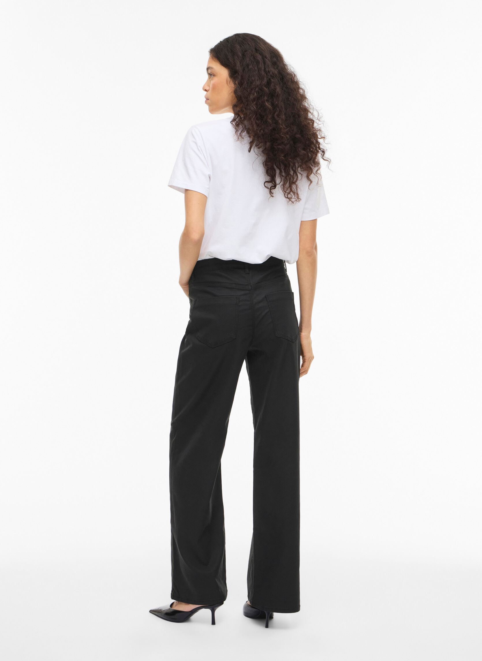 Wijde jeans / Flared Jeans Vifreya Hw Coated Wide Jeans dames zwart Vila Wijde jeans / Flared Jeans Vifreya Hw Coated Wide Jeans dames zwart Black Beauty