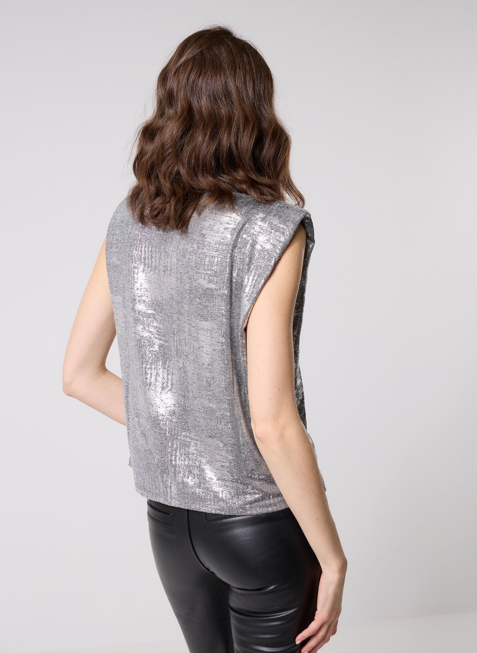 Tops Vishinaja O-Neck S/L Foil T-Shirt/C34 damen silber Vila Tops Vishinaja O-Neck S/L Foil T-Shirt/C34 damen silber Medium Grey Melange