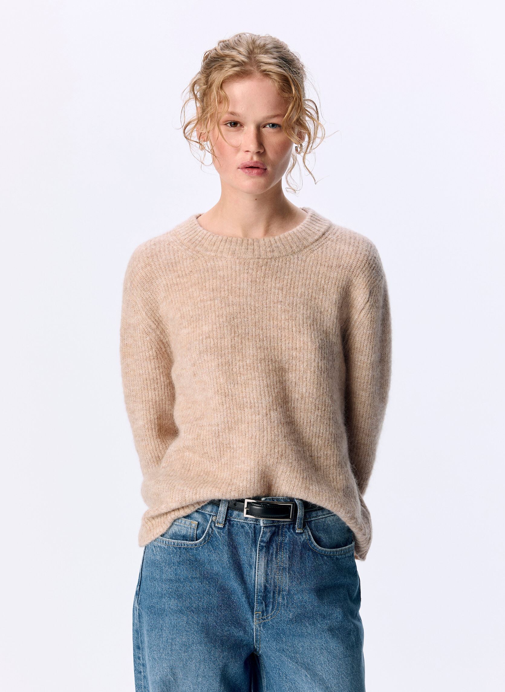 Pullover Objabby Ls Re O-Neck Knit Noos damen beige OBJECT Pullover Objabby Ls Re O-Neck Knit Noos damen beige Humus