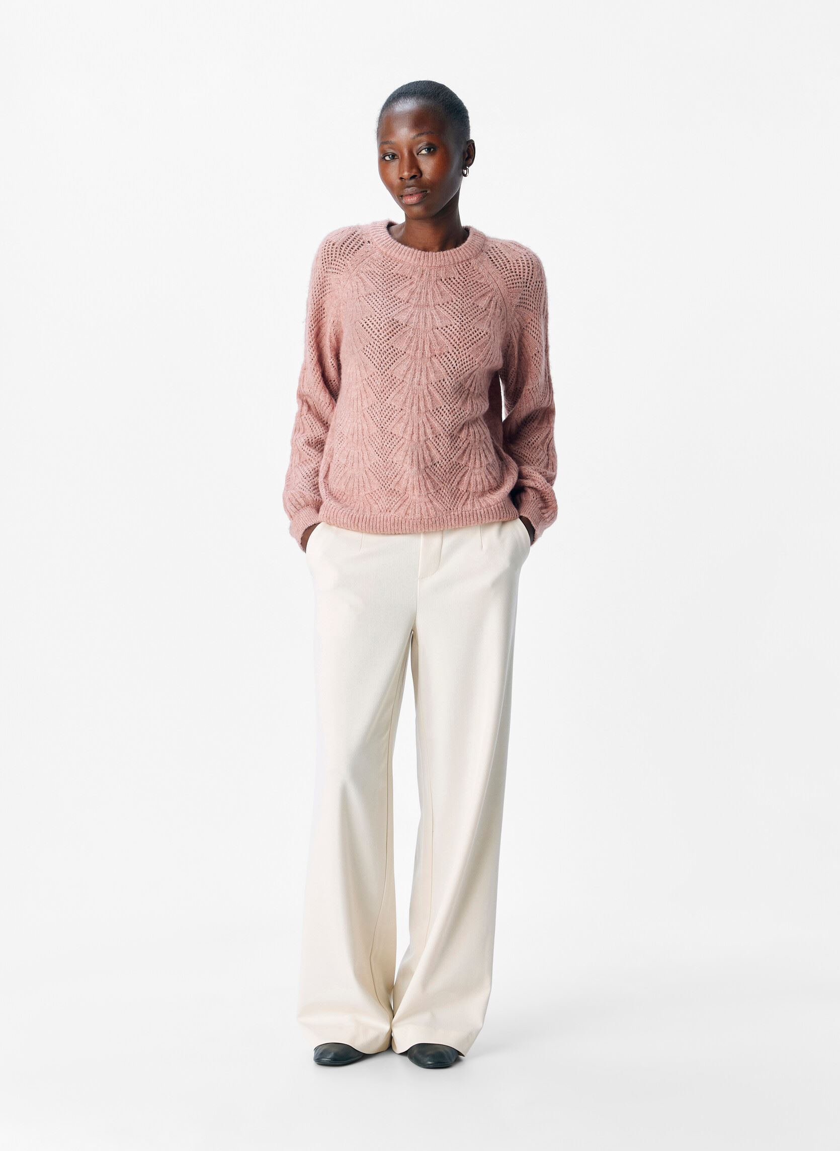Truien Objflora Re L/S Knit Pullover Noos dames roze OBJECT Truien Objflora Re L/S Knit Pullover Noos dames roze Lilas