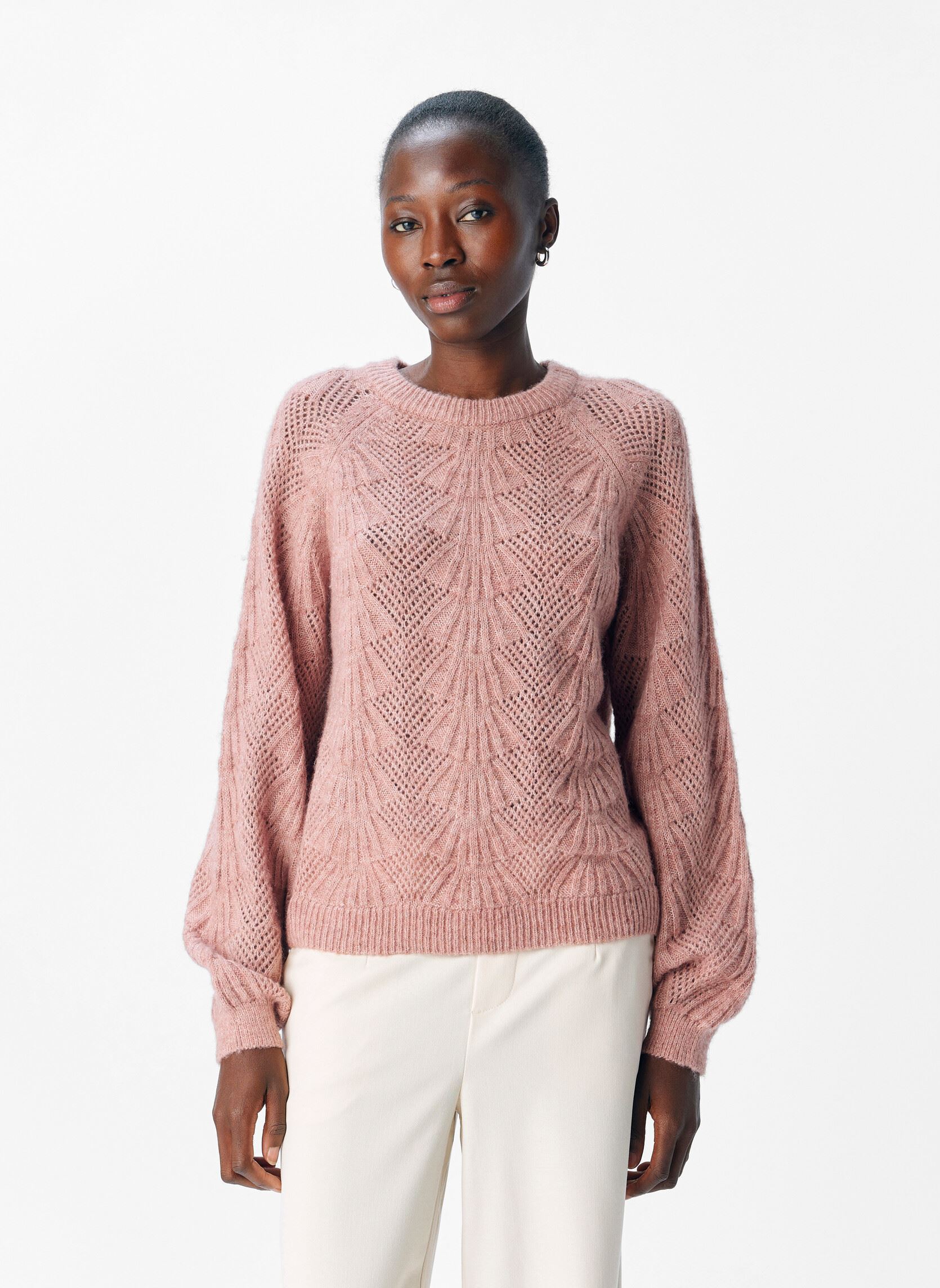 Truien Objflora Re L/S Knit Pullover Noos dames roze OBJECT Truien Objflora Re L/S Knit Pullover Noos dames roze Lilas