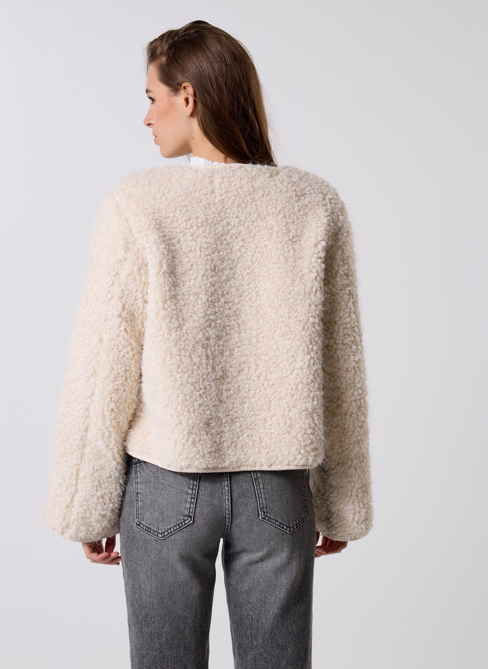 Vestes fourrure Objiduna Ls Re Jacket 140 femme blanc OBJECT Vestes fourrure Objiduna Ls Re Jacket 140 femme blanc White Sand