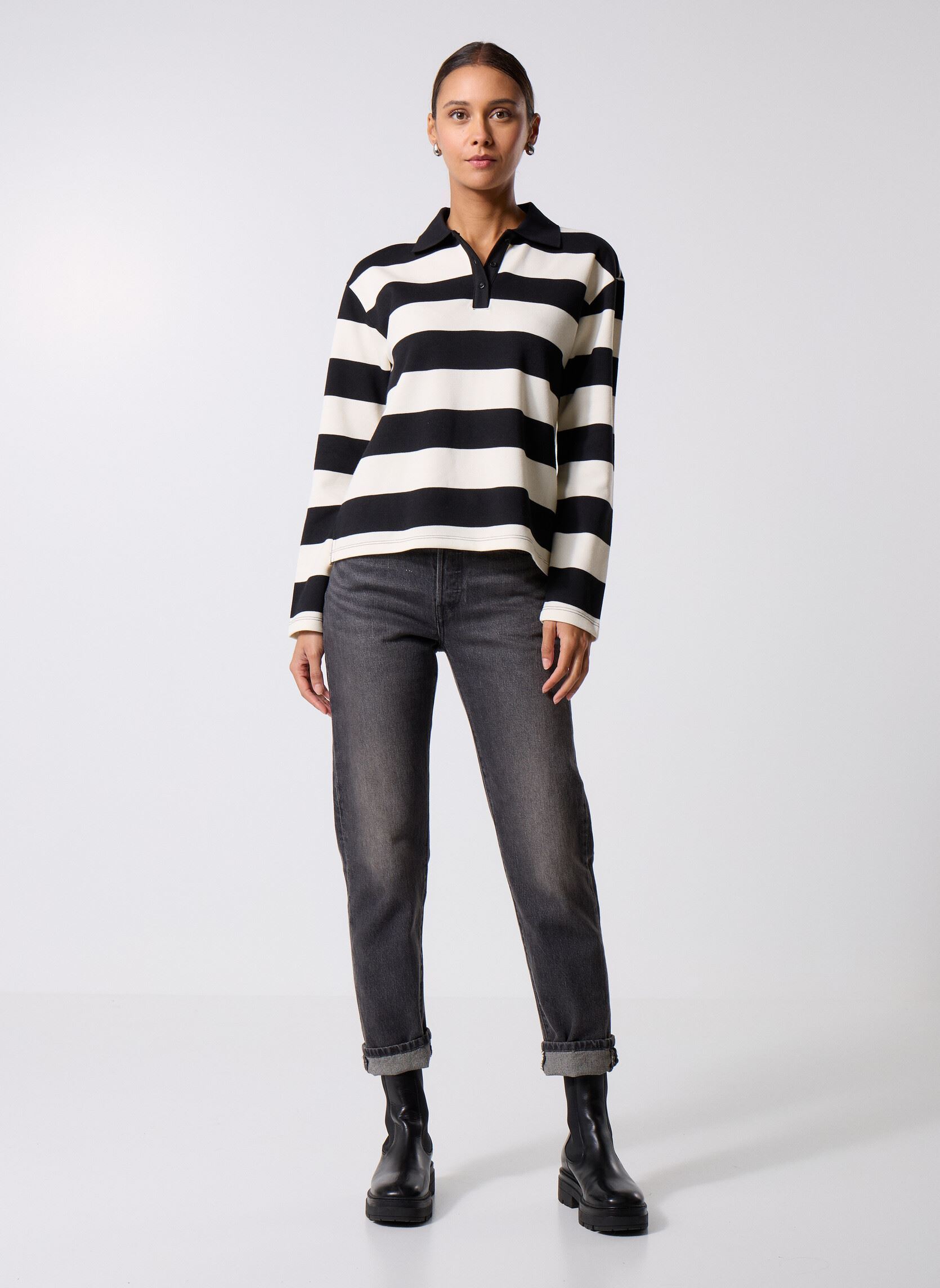 Lange mauwen polo's Objmillie L/S Lo Polo Noos dames zwart OBJECT Lange mauwen polo's Objmillie L/S Lo Polo Noos dames zwart BLACK