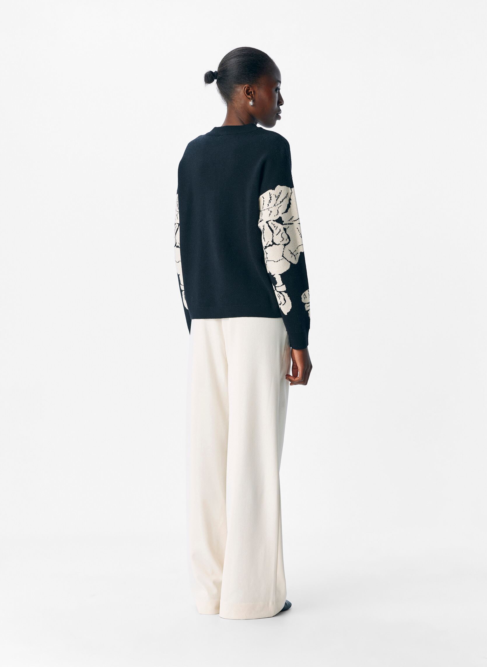 Pulls Objray Lo L/S Knit Pullover Aop Noos femme noir OBJECT Pulls Objray Lo L/S Knit Pullover Aop Noos femme noir Black