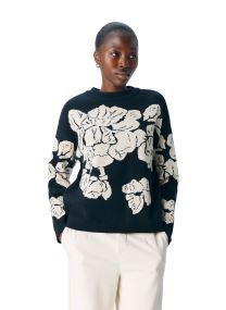 Pulls Objray Lo L/S Knit Pullover Aop Noos femme noir