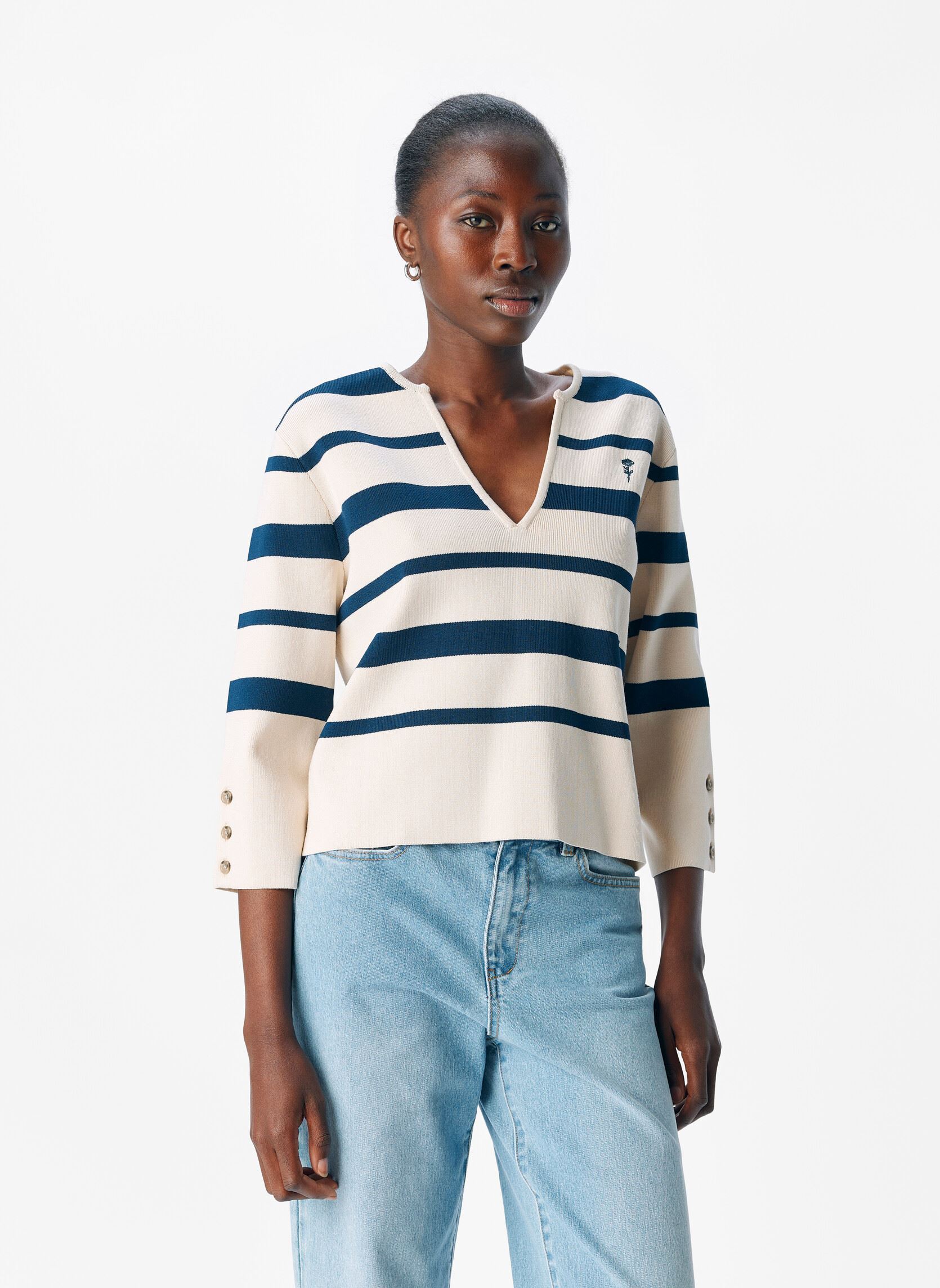 Maglioni Objuta S/S Re Knit Polo 140 donna bianco OBJECT Maglioni Objuta S/S Re Knit Polo 140 donna bianco White Sand