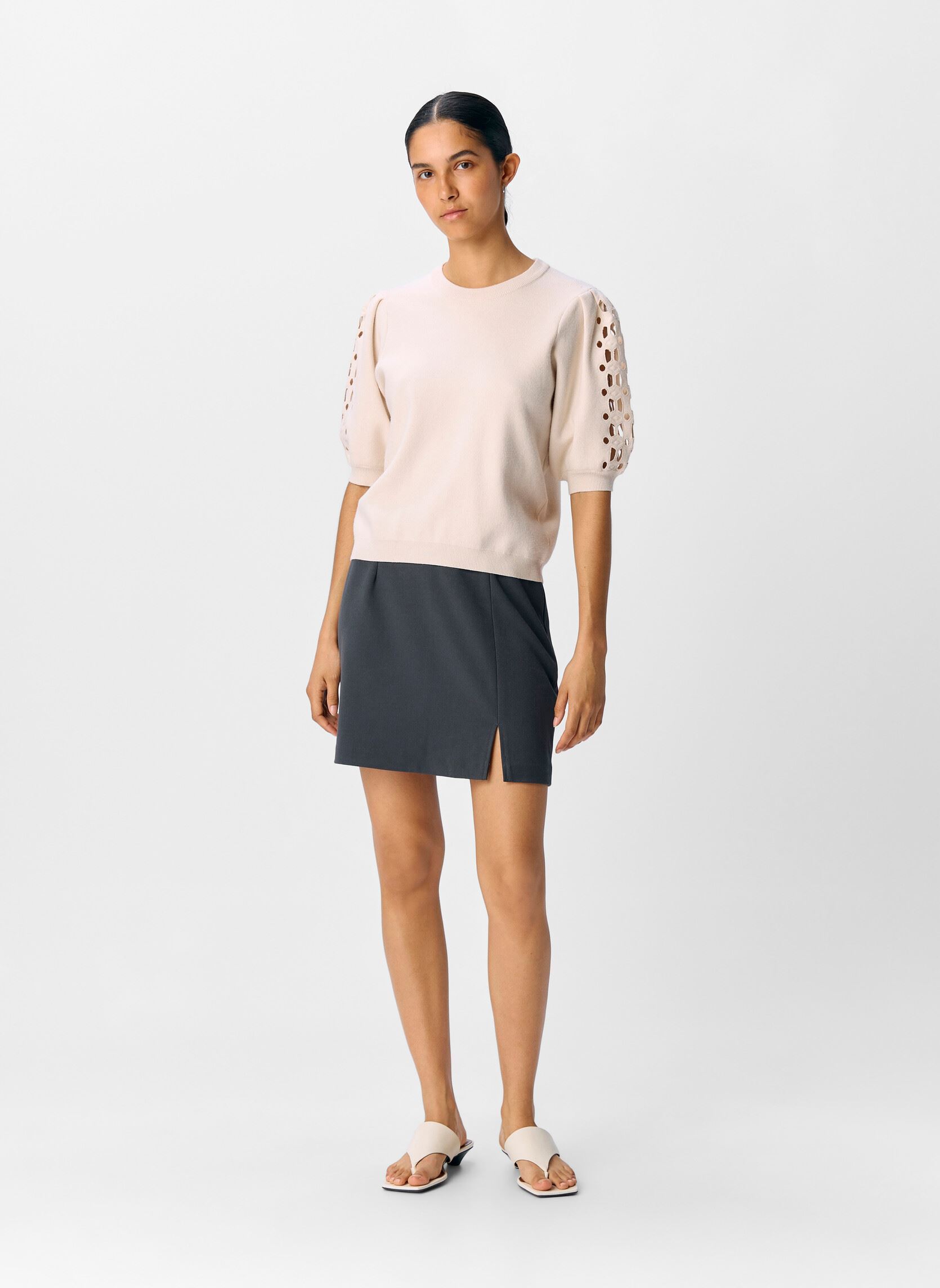 Pullover Objyuki S/S Re Knit Pullover Noos damen weiß OBJECT Pullover Objyuki S/S Re Knit Pullover Noos damen weiß White Sand