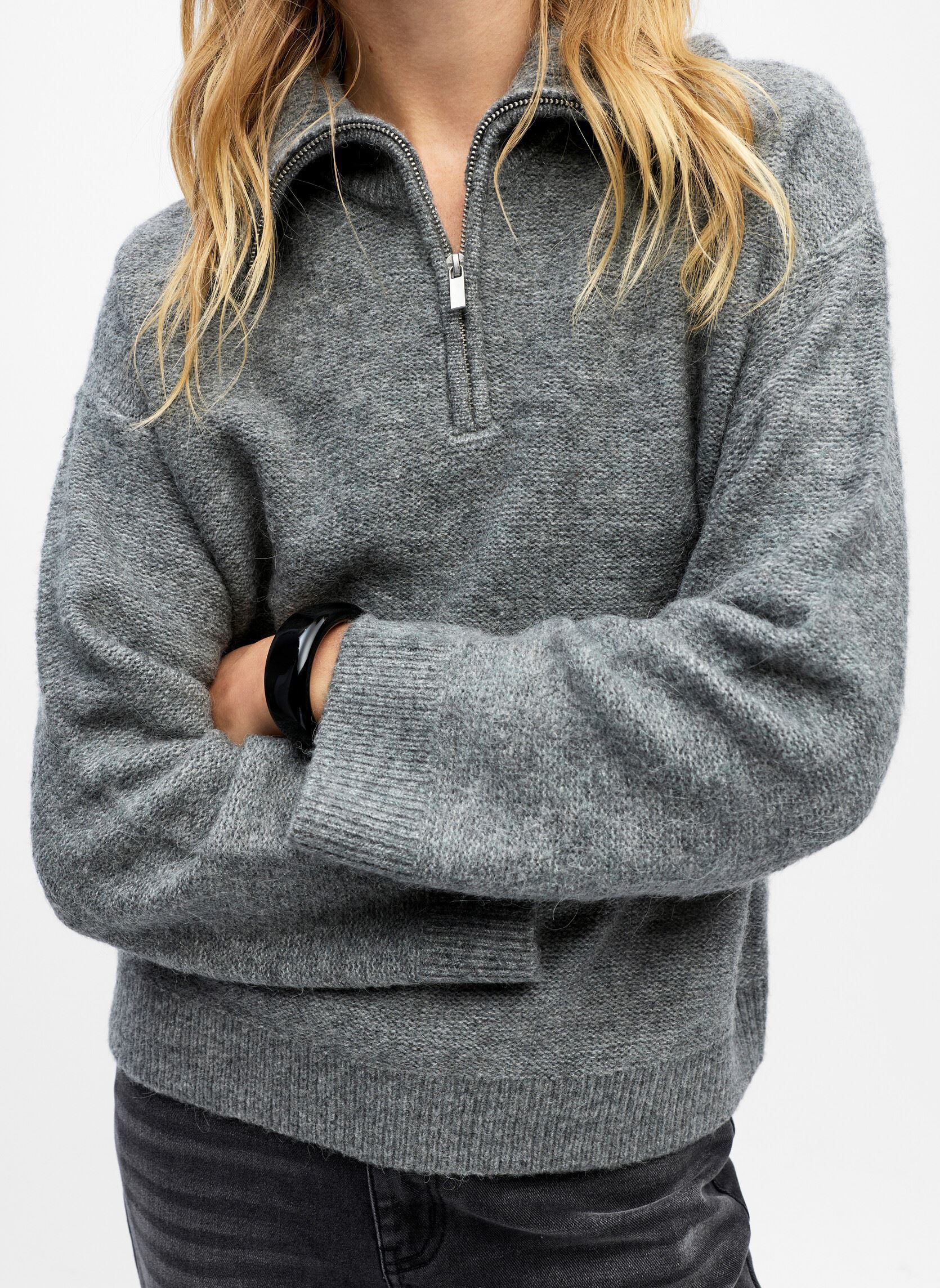 Pulls Objdiana Ls Re Zip High Neck Knit Noos femme gris OBJECT Pulls Objdiana Ls Re Zip High Neck Knit Noos femme gris MEDIUM GREY MELANGE