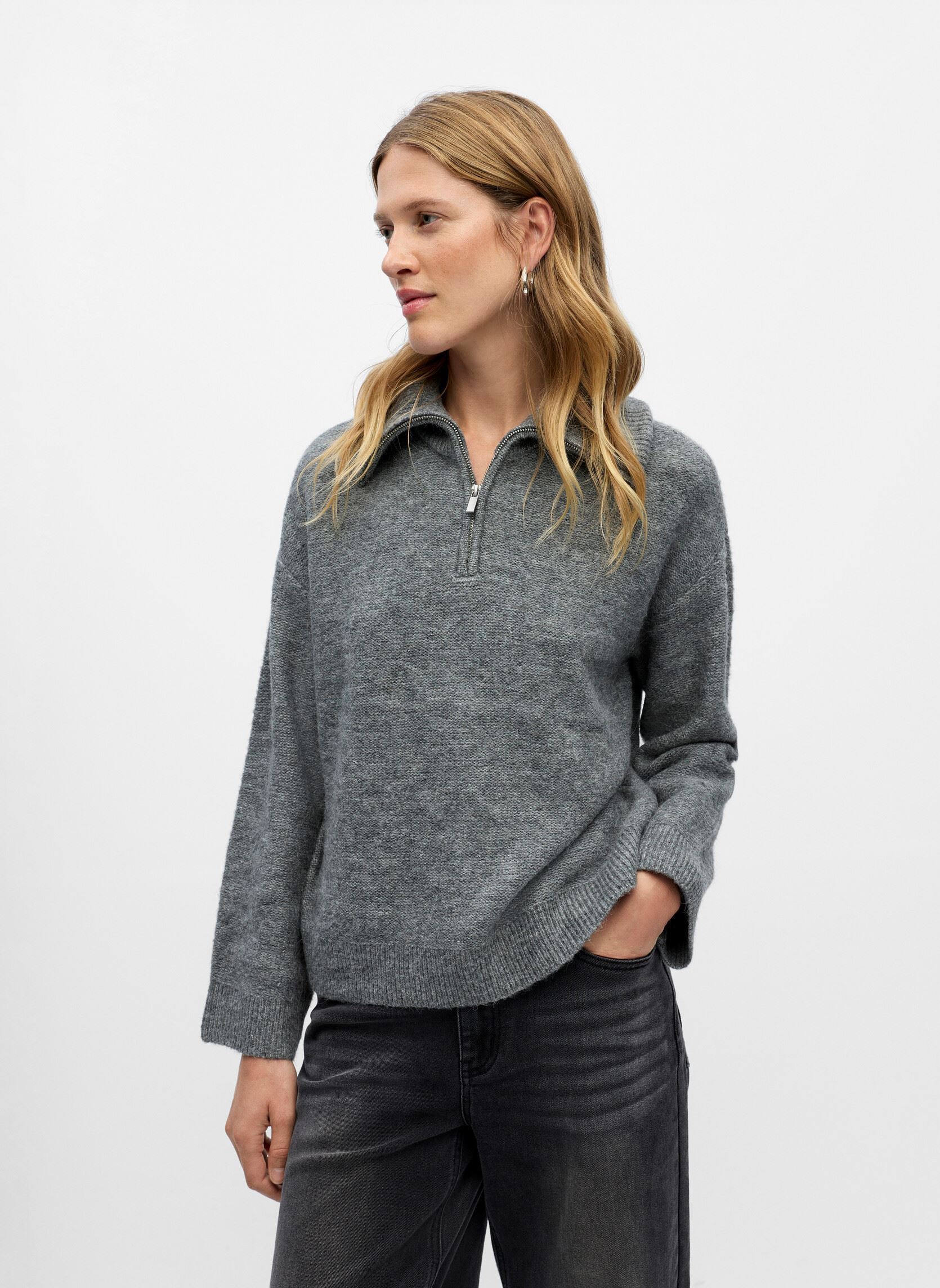 Pulls Objdiana Ls Re Zip High Neck Knit Noos femme gris OBJECT Pulls Objdiana Ls Re Zip High Neck Knit Noos femme gris MEDIUM GREY MELANGE