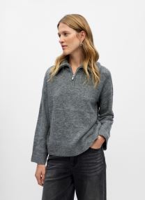 Pulls Objdiana Ls Re Zip High Neck Knit Noos femme gris