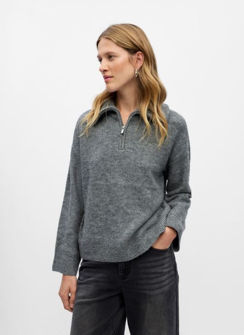 OBJECT Pulls Objdiana Ls Re Zip High Neck Knit Noos femme gris