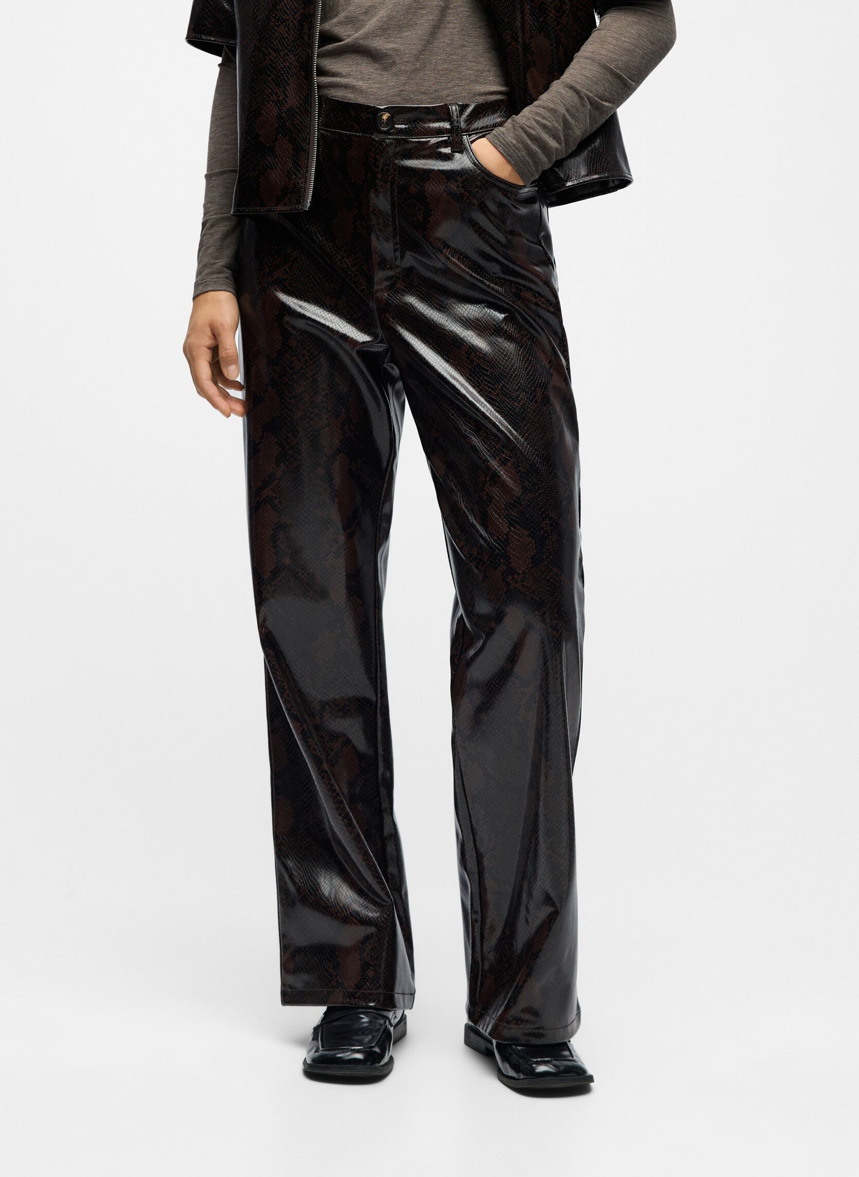 Rechte broeken Objebba Hw Straight Snake Pant 141 dames bruin OBJECT Rechte broeken Objebba Hw Straight Snake Pant 141 dames bruin Seal brown