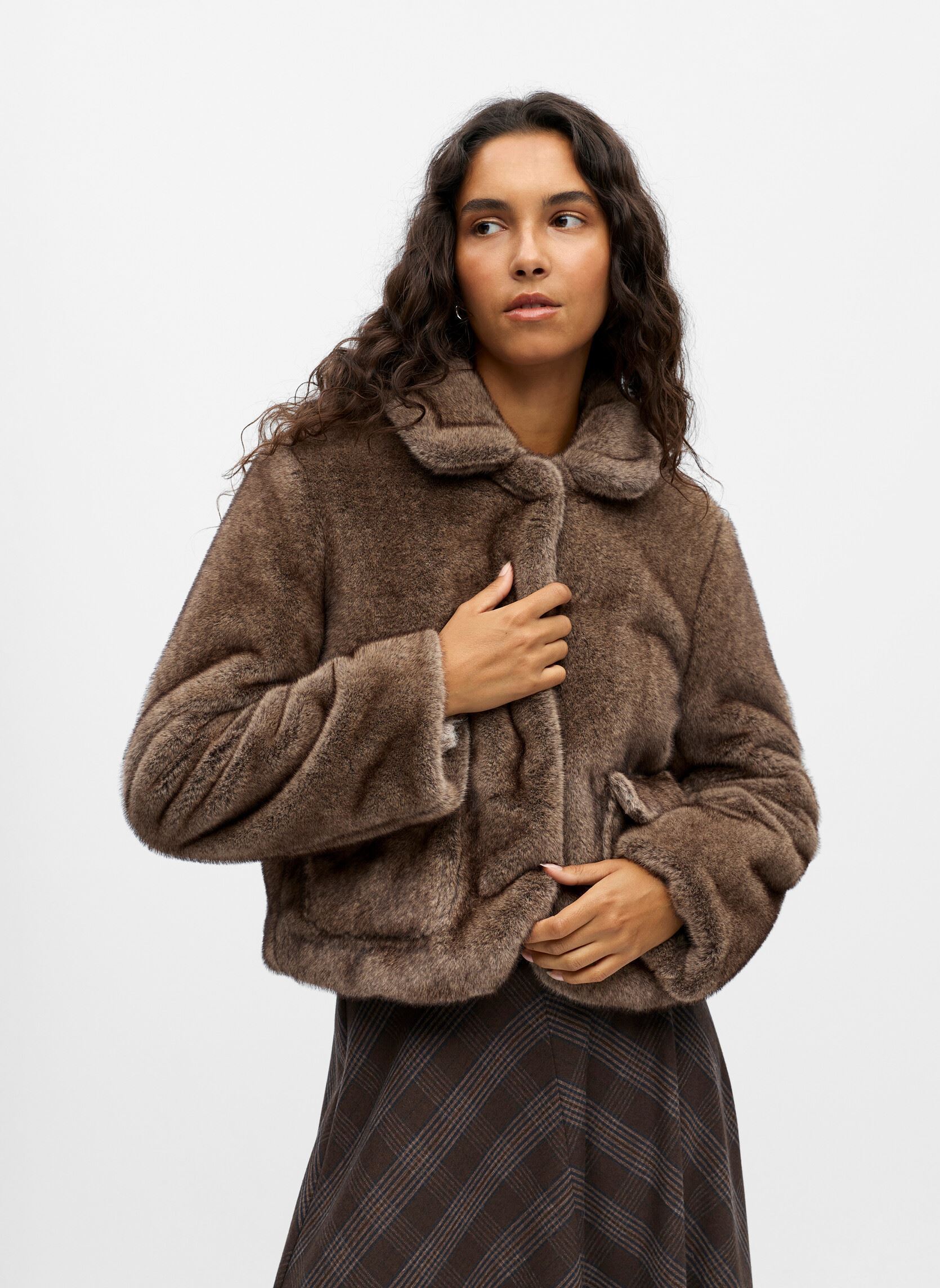 Bontjassen Objklara L/S Re Jacket 140 dames bruin OBJECT Bontjassen Objklara L/S Re Jacket 140 dames bruin morel
