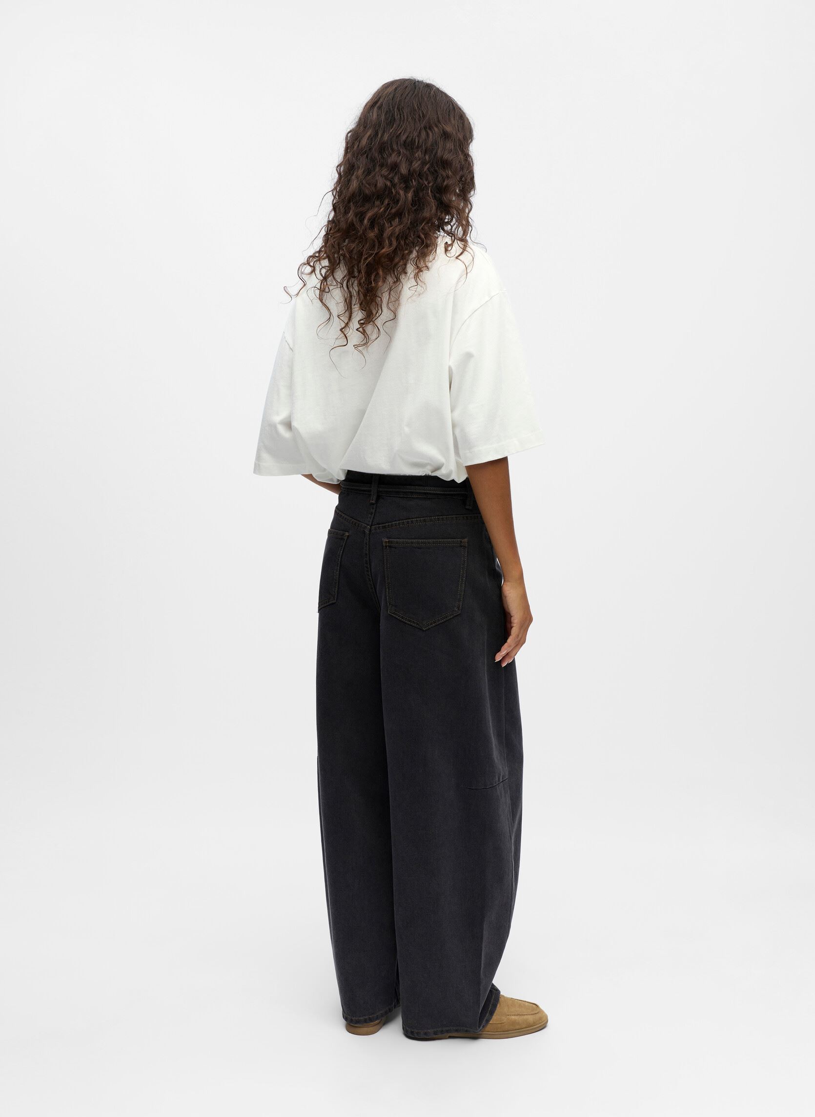 Wijde jeans / Flared Jeans Objmoji Elsa Mw Super Barrel Jeans 141 dames zwart OBJECT Wijde jeans / Flared Jeans Objmoji Elsa Mw Super Barrel Jeans 141 dames zwart Black Denim