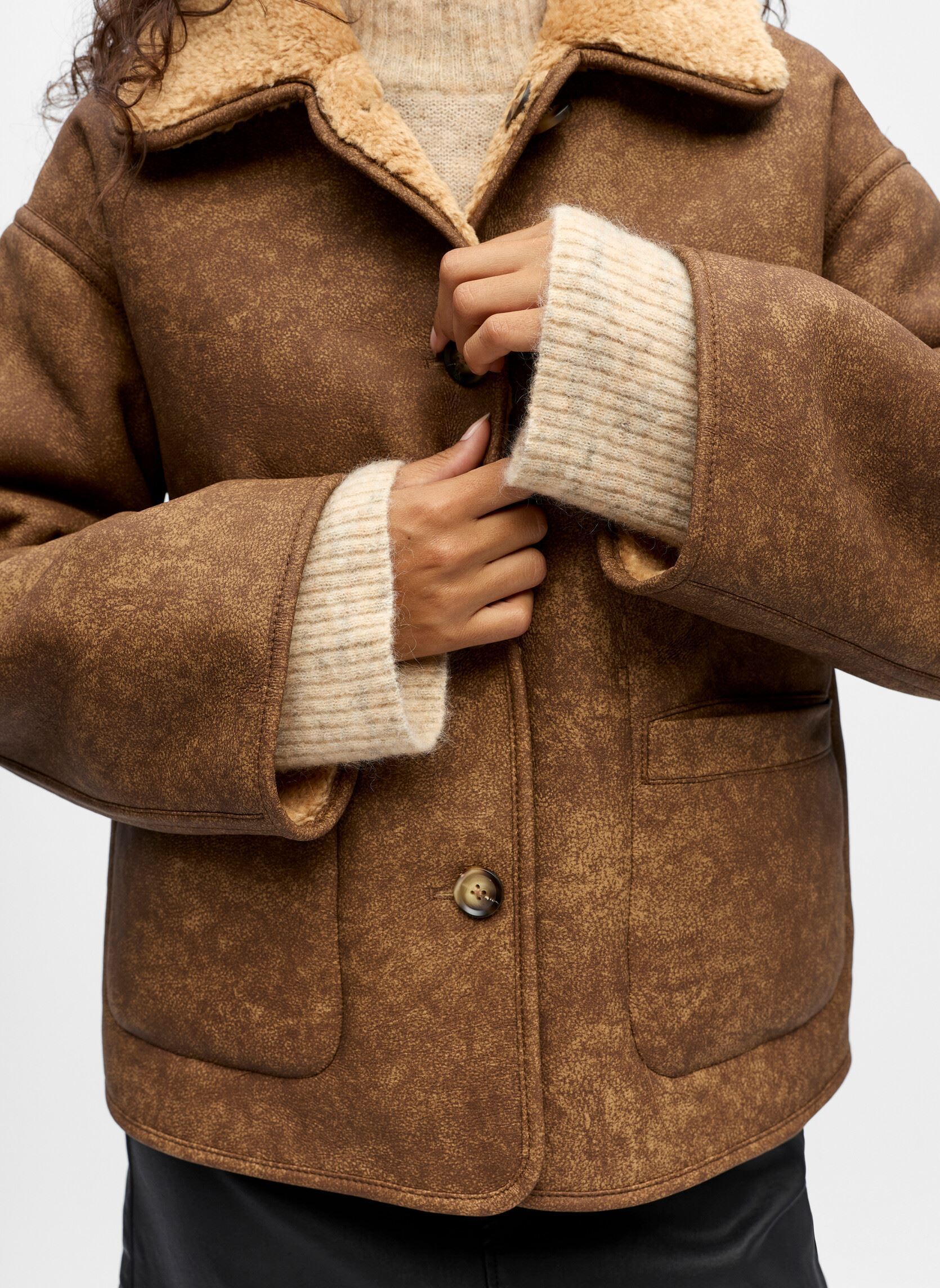 Bontjassen Objsharri Ls Lo Reversible Jacket 140 dames bruin OBJECT Bontjassen Objsharri Ls Lo Reversible Jacket 140 dames bruin Tannin