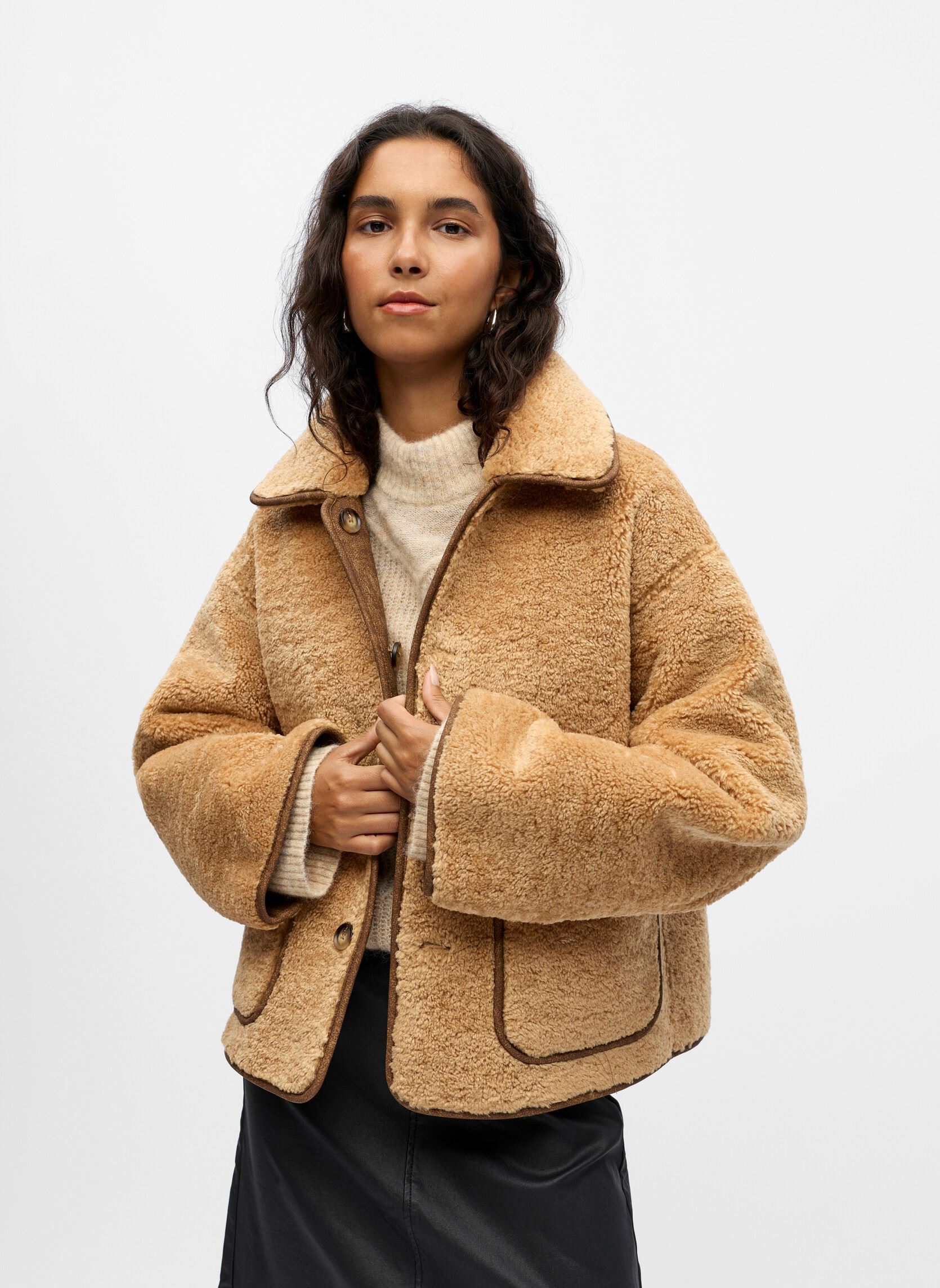 Bontjassen Objsharri Ls Lo Reversible Jacket 140 dames bruin OBJECT Bontjassen Objsharri Ls Lo Reversible Jacket 140 dames bruin Tannin