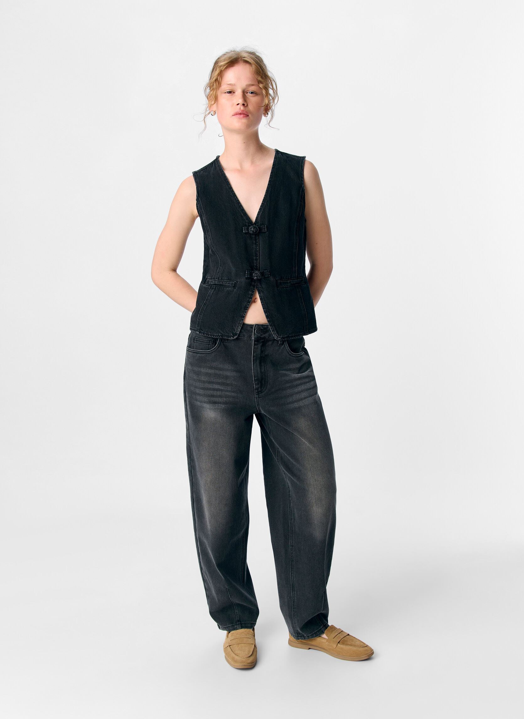 Vestes sans manches Objzarafine S/L Re Denim Waistcoat 141 femme noir OBJECT Vestes sans manches Objzarafine S/L Re Denim Waistcoat 141 femme noir BLACK DENIM