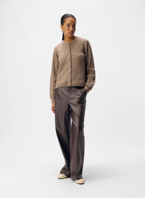 OBJECT Wijde broeken Objmelba Lisa Wide Coated Pant Noos dames bruin