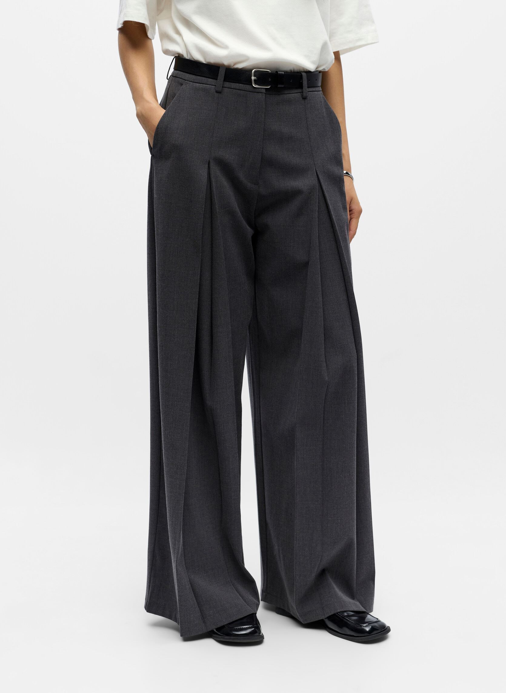 Pantalons larges Objmathilda Hw Lo Pant 141 femme gris OBJECT Pantalons larges Objmathilda Hw Lo Pant 141 femme gris Dark Grey Melange