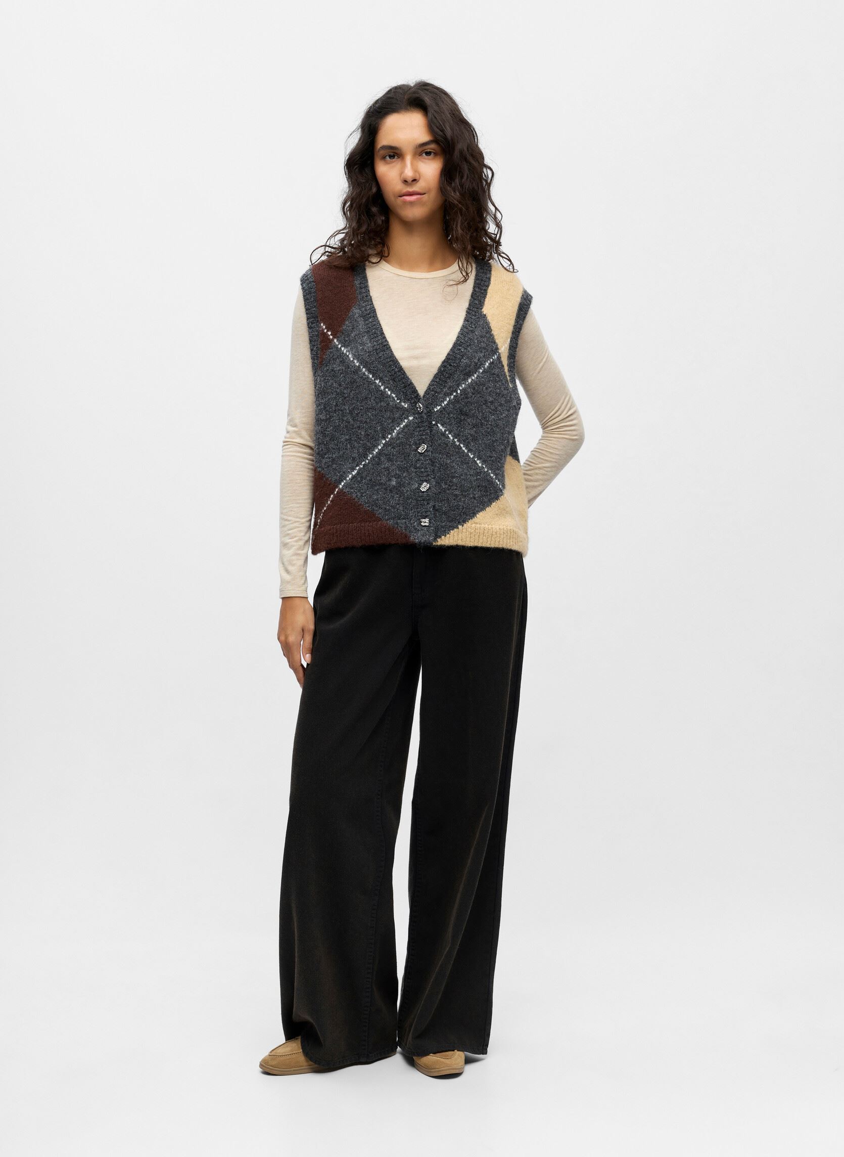 Gilets Objzena Knit S/L Re Vest 141 femme gris OBJECT Gilets Objzena Knit S/L Re Vest 141 femme gris Dark Grey Melange
