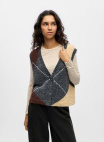 Gilets Objzena Knit S/L Re Vest 141 femme gris OBJECT Gilets Objzena Knit S/L Re Vest 141 femme gris Dark Grey Melange