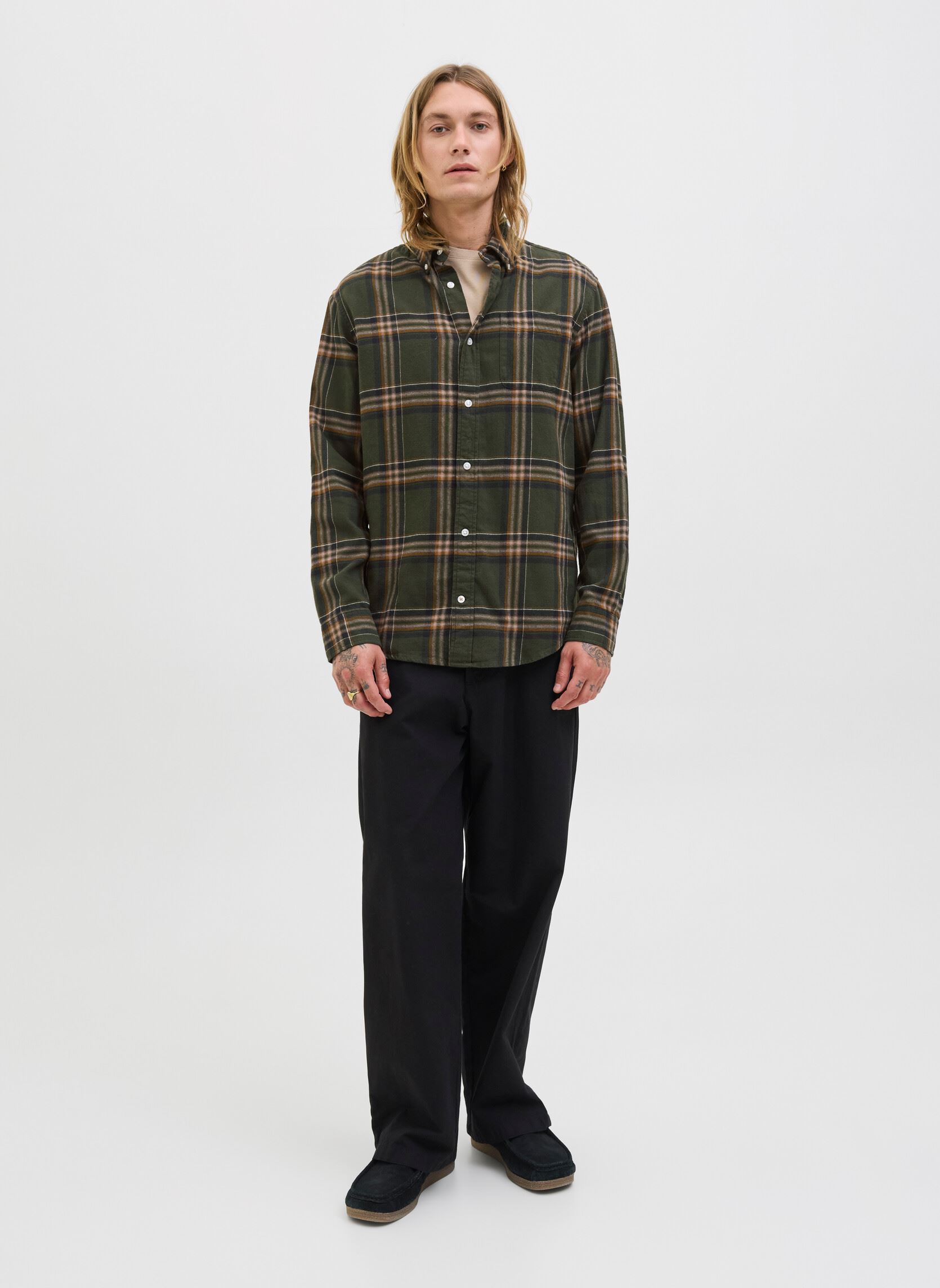Hemden Jjeclassic Flannel Check Shirt Ls Sn heren groen Jack & Jones Hemden Jjeclassic Flannel Check Shirt Ls Sn heren groen ROSIN