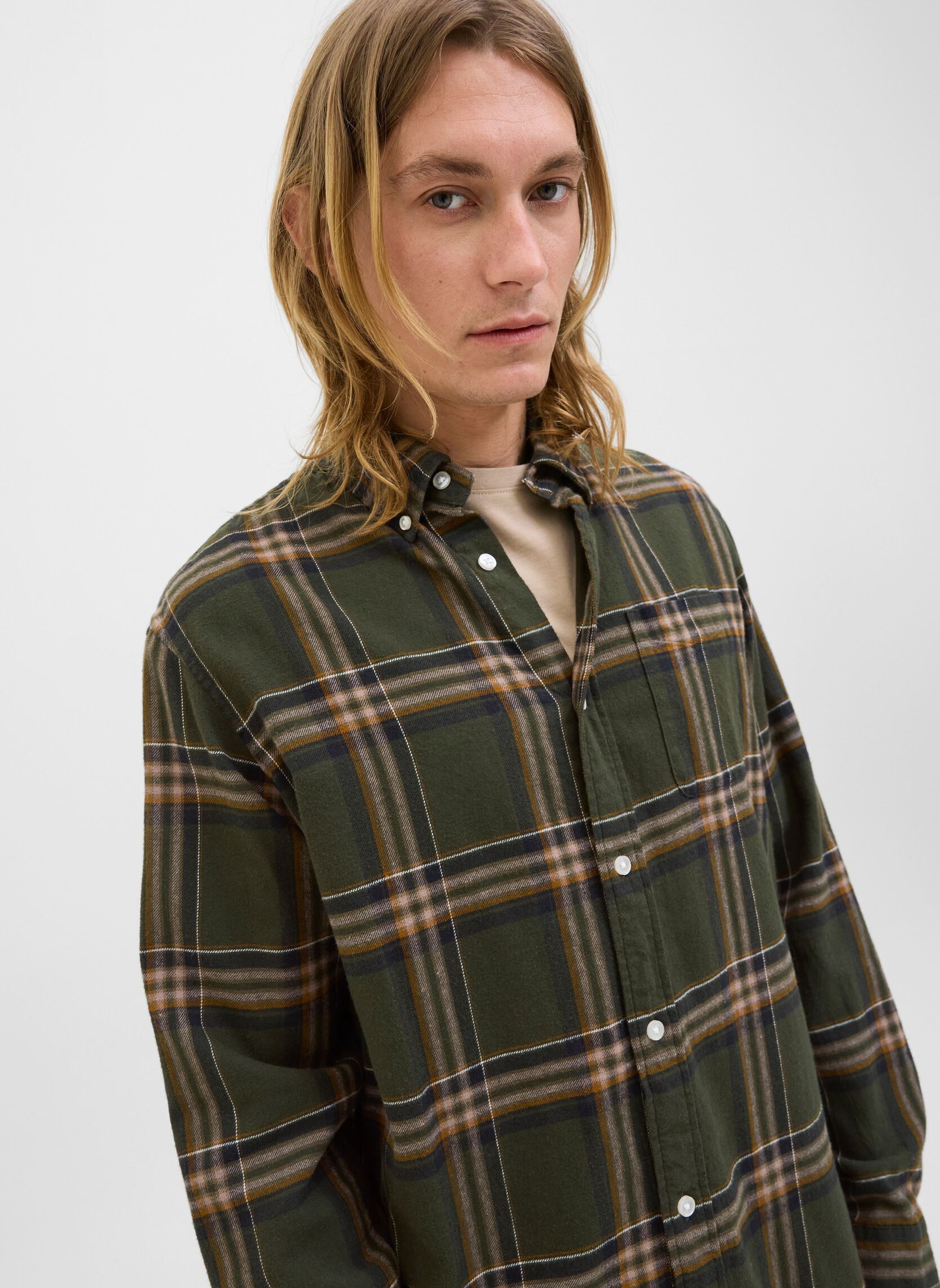 Hemden Jjeclassic Flannel Check Shirt Ls Sn heren groen Jack & Jones Hemden Jjeclassic Flannel Check Shirt Ls Sn heren groen ROSIN
