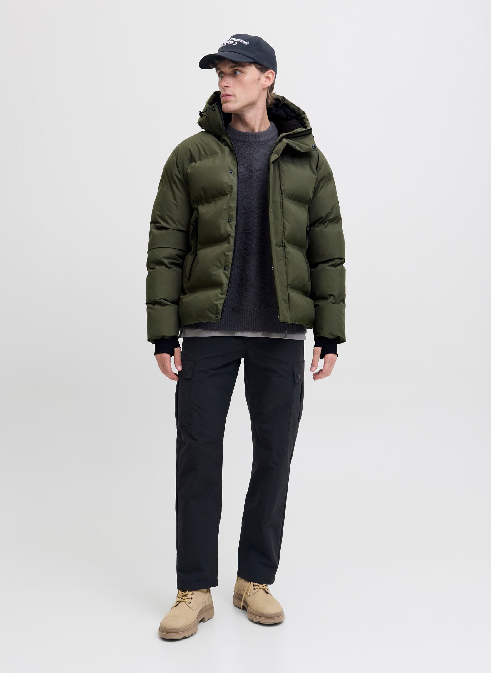 Gewatteerde jassen Jcofusion Puffer Jacket heren groen Jack & Jones Gewatteerde jassen Jcofusion Puffer Jacket heren groen GRAPE LEAF