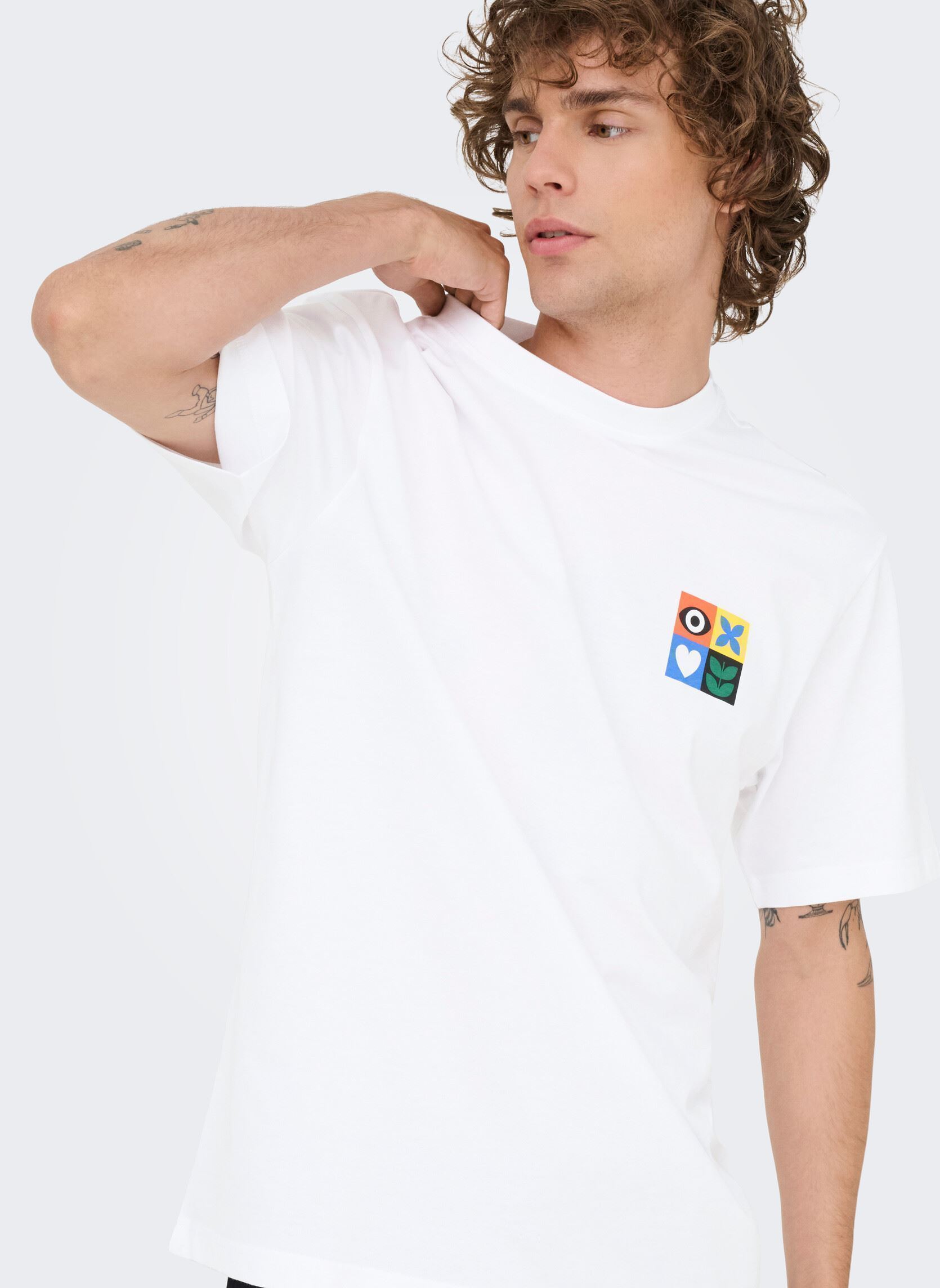 Tee-shirts manches courtes ONSFRED GIROUD RLX SS TEE homme blanc Only & Sons Tee-shirts manches courtes ONSFRED GIROUD RLX SS TEE homme blanc BRIGHT WHITE