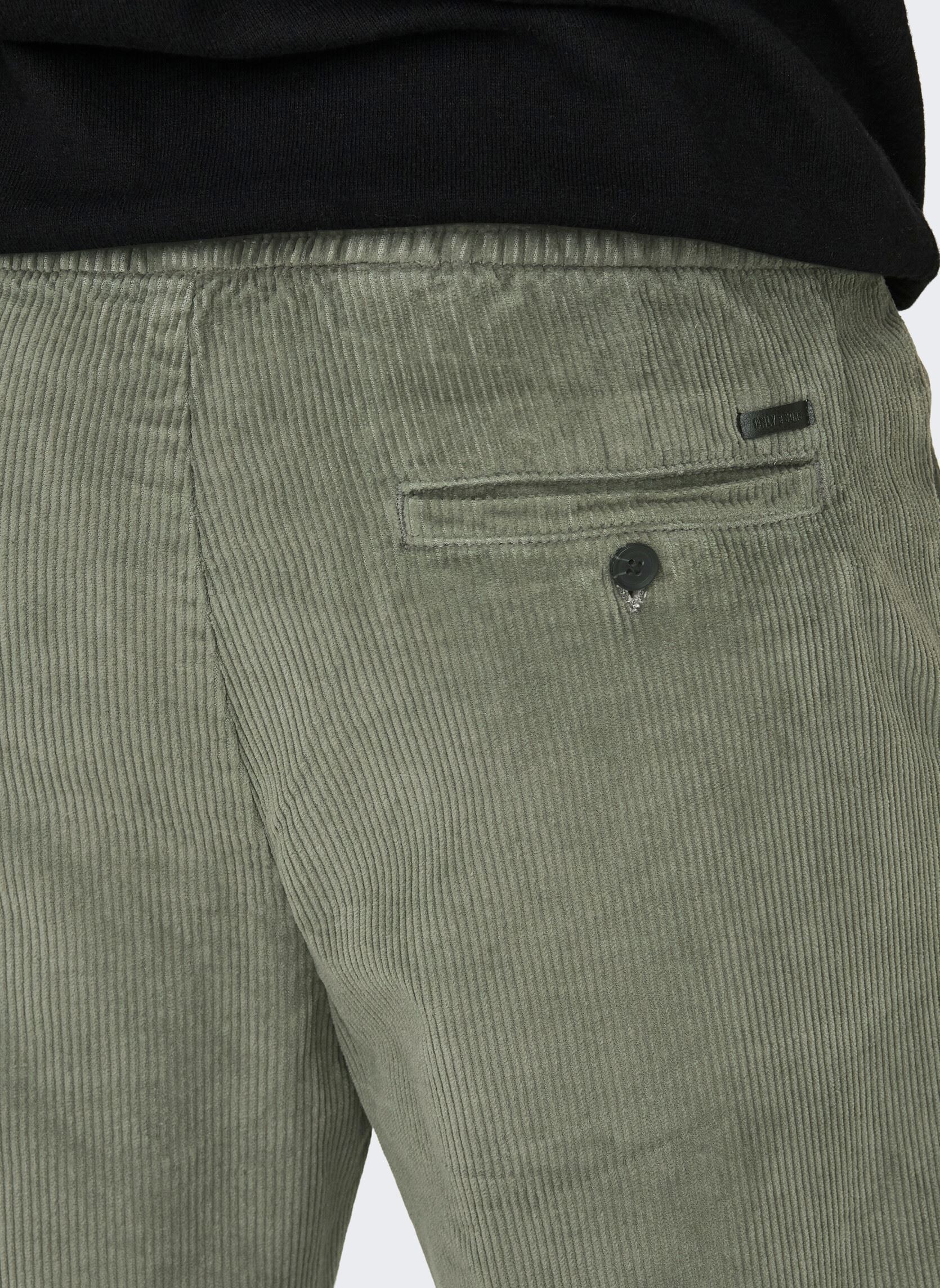 ONLY & SONS corduroy casual overhemd grijsgroen