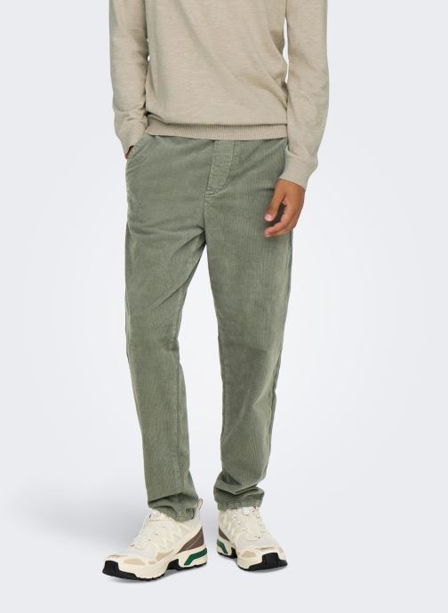 Only & Sons Pantalons slim ONSLINUS TAP CORDUROY 0185 PANT NOOS homme vert
