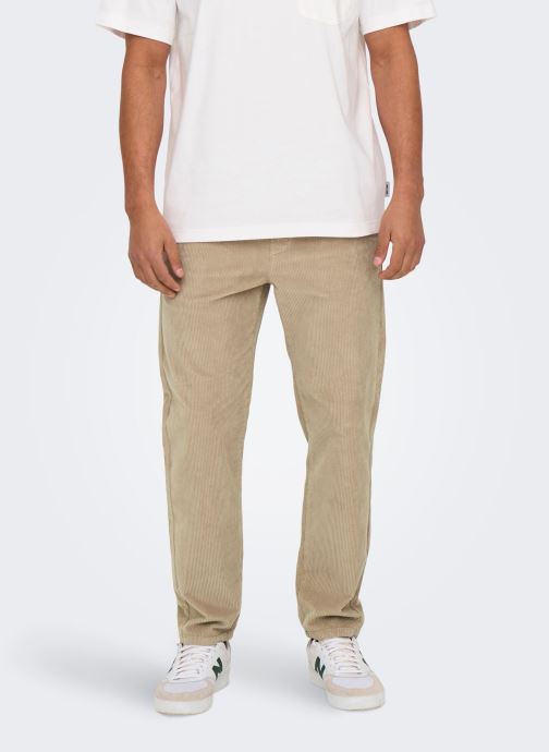 Only & Sons Pantalons slim ONSLINUS TAP CORDUROY 0185 PANT NOOS homme beige