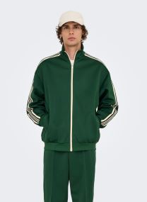 Sweatshirts mit Reißverschluss ONSRIBER RLX LS ZIP STRIPE TRACK SWEAT herren grün Only & Sons Sweatshirts mit Reißverschluss ONSRIBER RLX LS ZIP STRIPE TRACK SWEAT herren grün DARK GREEN