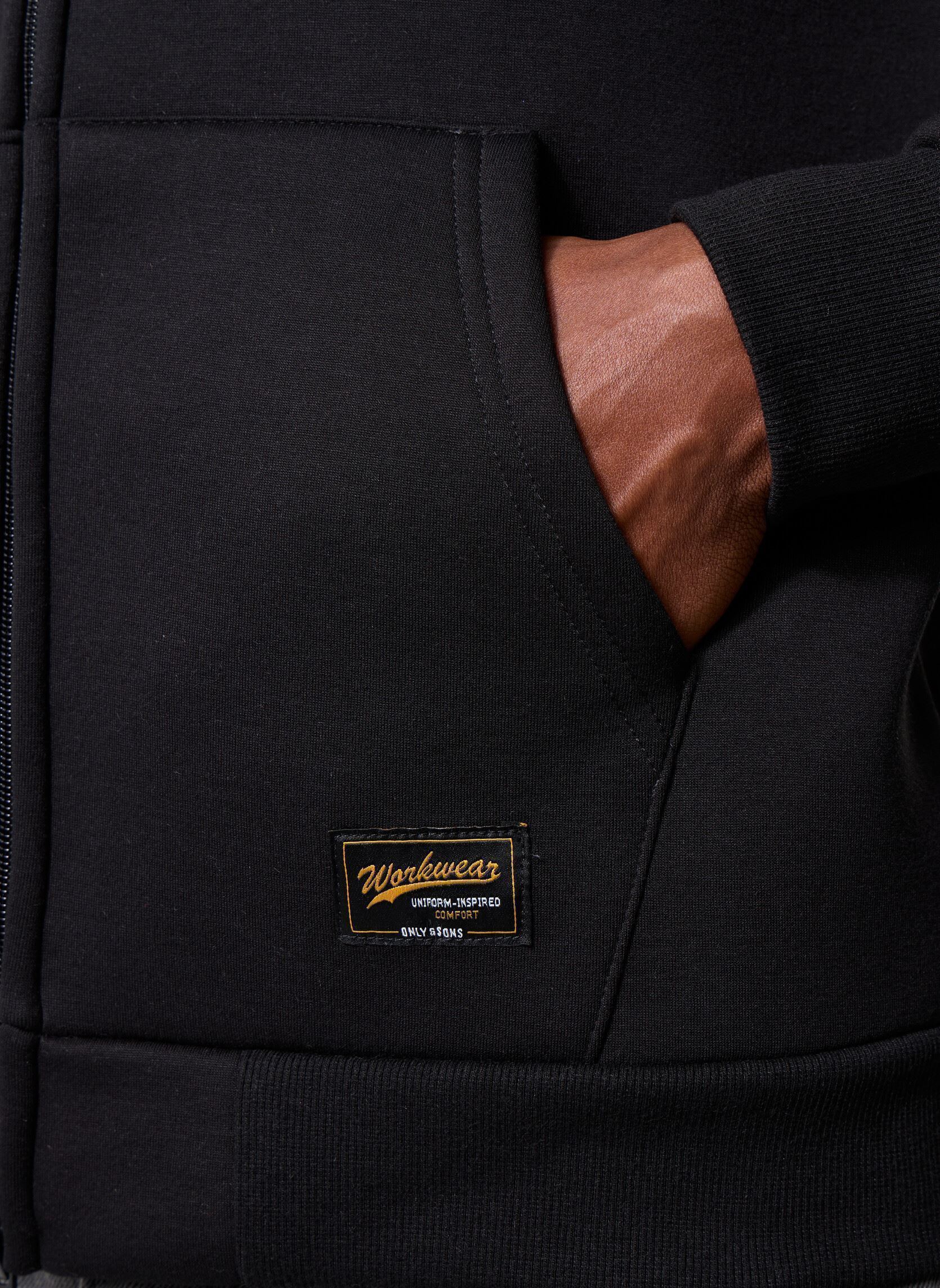 Sweaters met rits ONSBOBBEY SCUBA FULL ZIP HOODIE SWEAT heren zwart Only & Sons Sweaters met rits ONSBOBBEY SCUBA FULL ZIP HOODIE SWEAT heren zwart BLACK