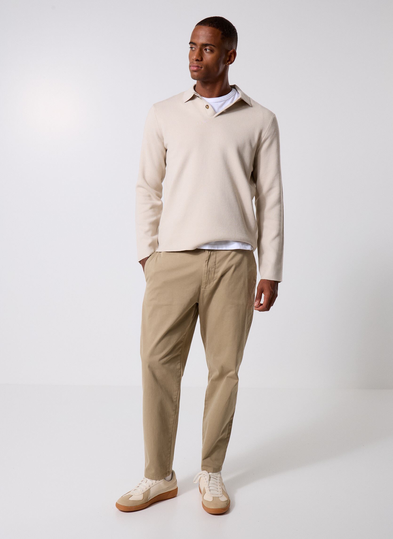Pullover ONSCOOPER REG LS 12 POLO KNIT herren beige Only & Sons Pullover ONSCOOPER REG LS 12 POLO KNIT herren beige SILVER LINING